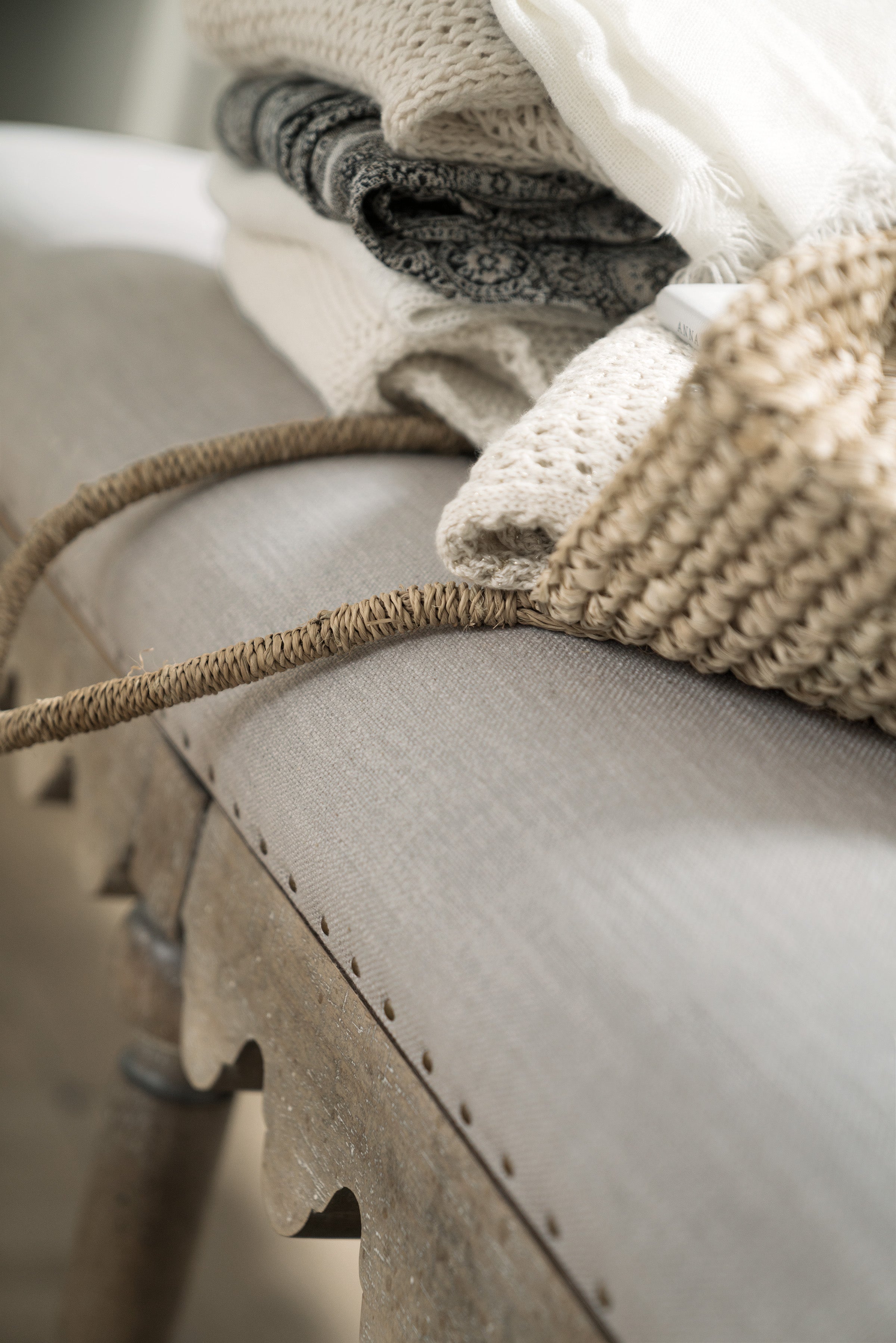 Hooker Furniture Boheme Madera Bed Bench in Grey