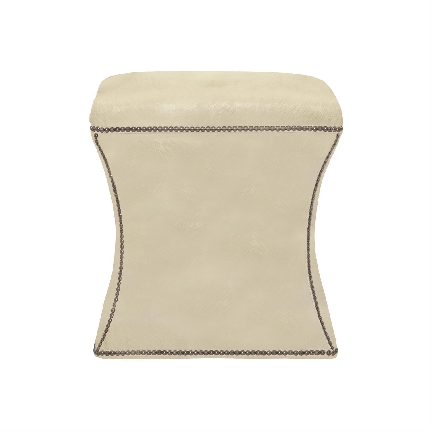 Roscoe Leather Ottoman in Ivory