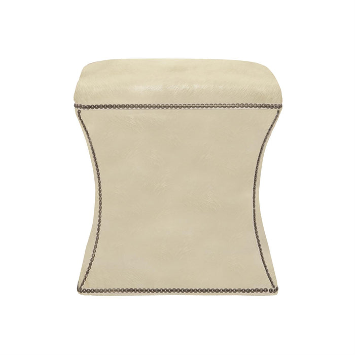 Roscoe Leather Ottoman in Ivory