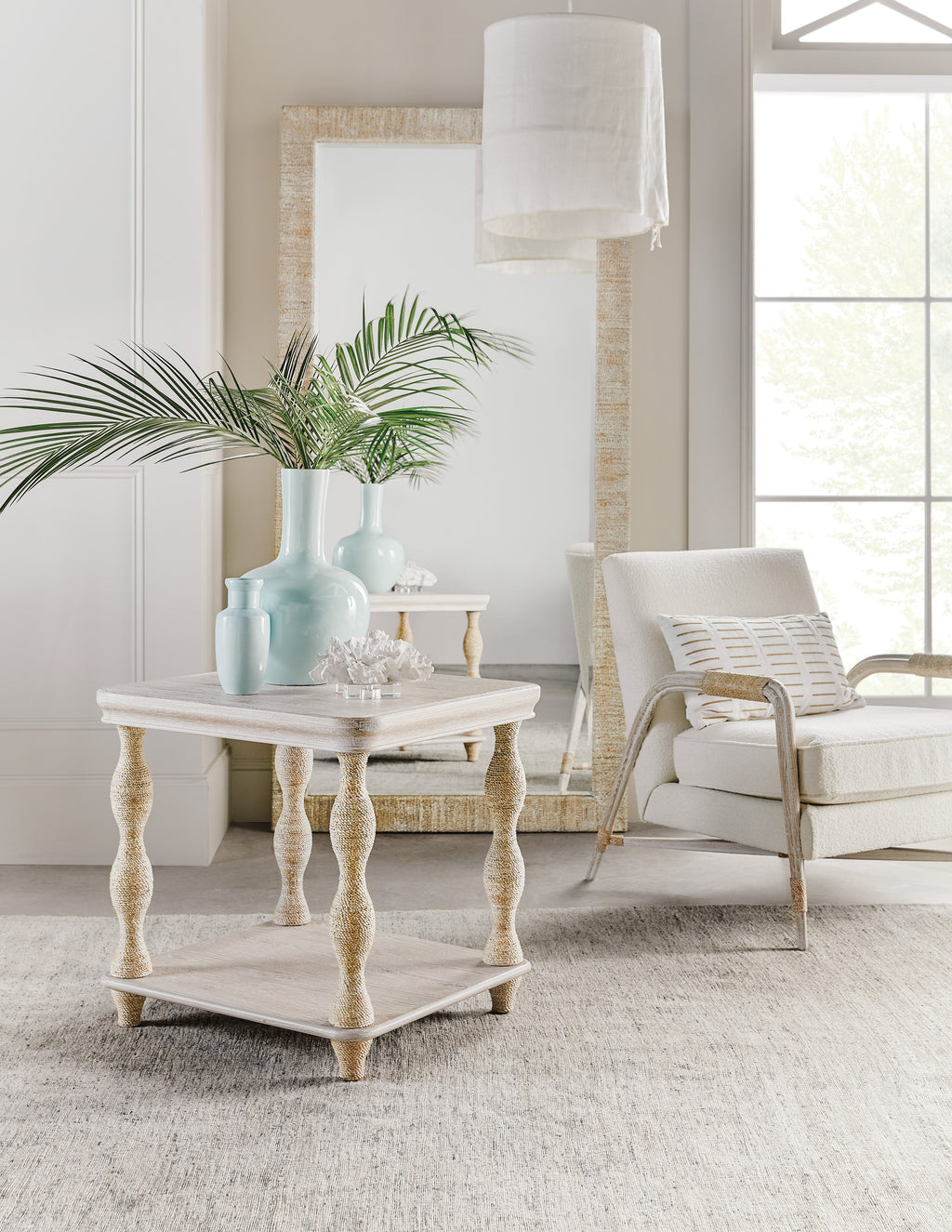 Hooker Furniture Serenity Sandpiper Floor Mirror in Whitewash