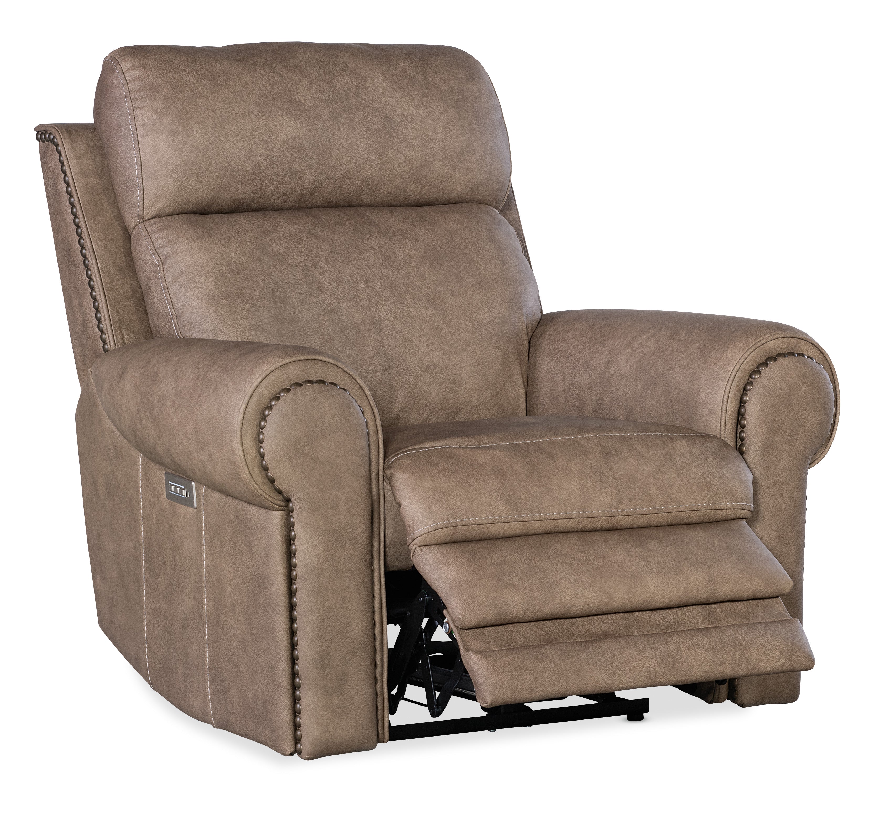 Hooker Furniture Duncan Power Recliner with Power Headrest & Lumbar in Tan
