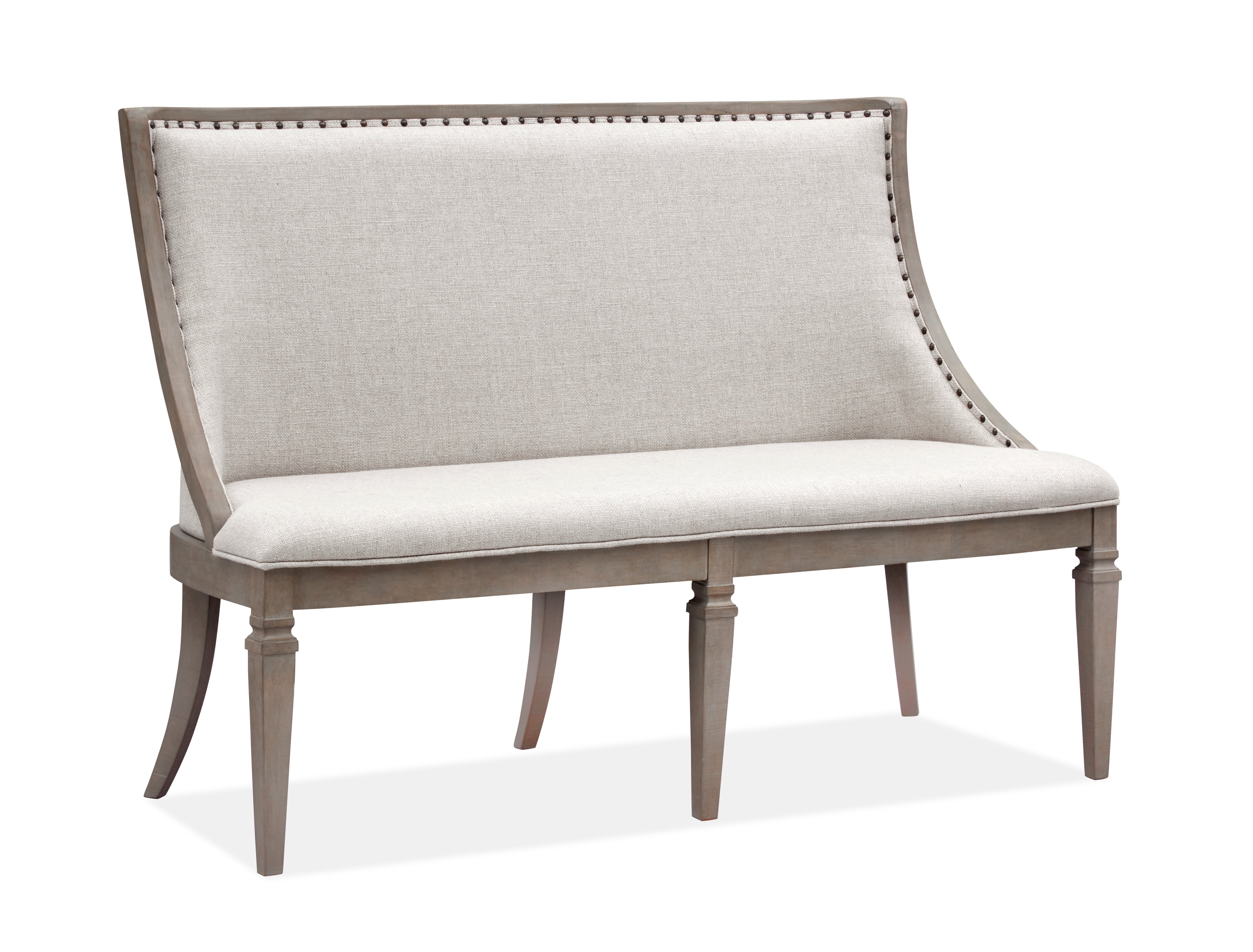 Lancaster Bench w/Upholstered Seat & Back in Dovetail Grey