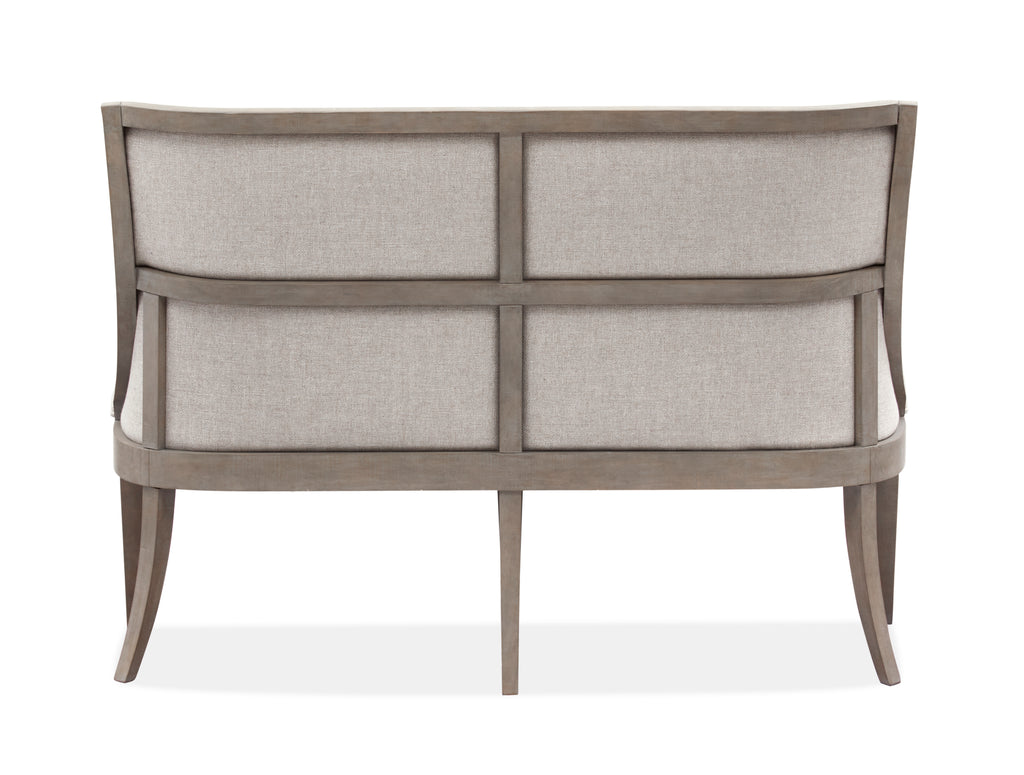 Lancaster Bench w/Upholstered Seat & Back in Dovetail Grey