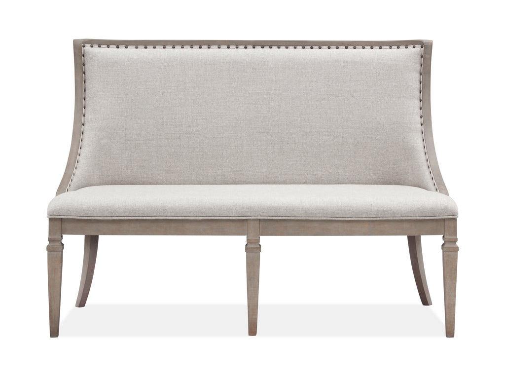 Lancaster Bench w/Upholstered Seat & Back in Dovetail Grey