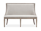 Lancaster Bench w/Upholstered Seat & Back in Dovetail Grey