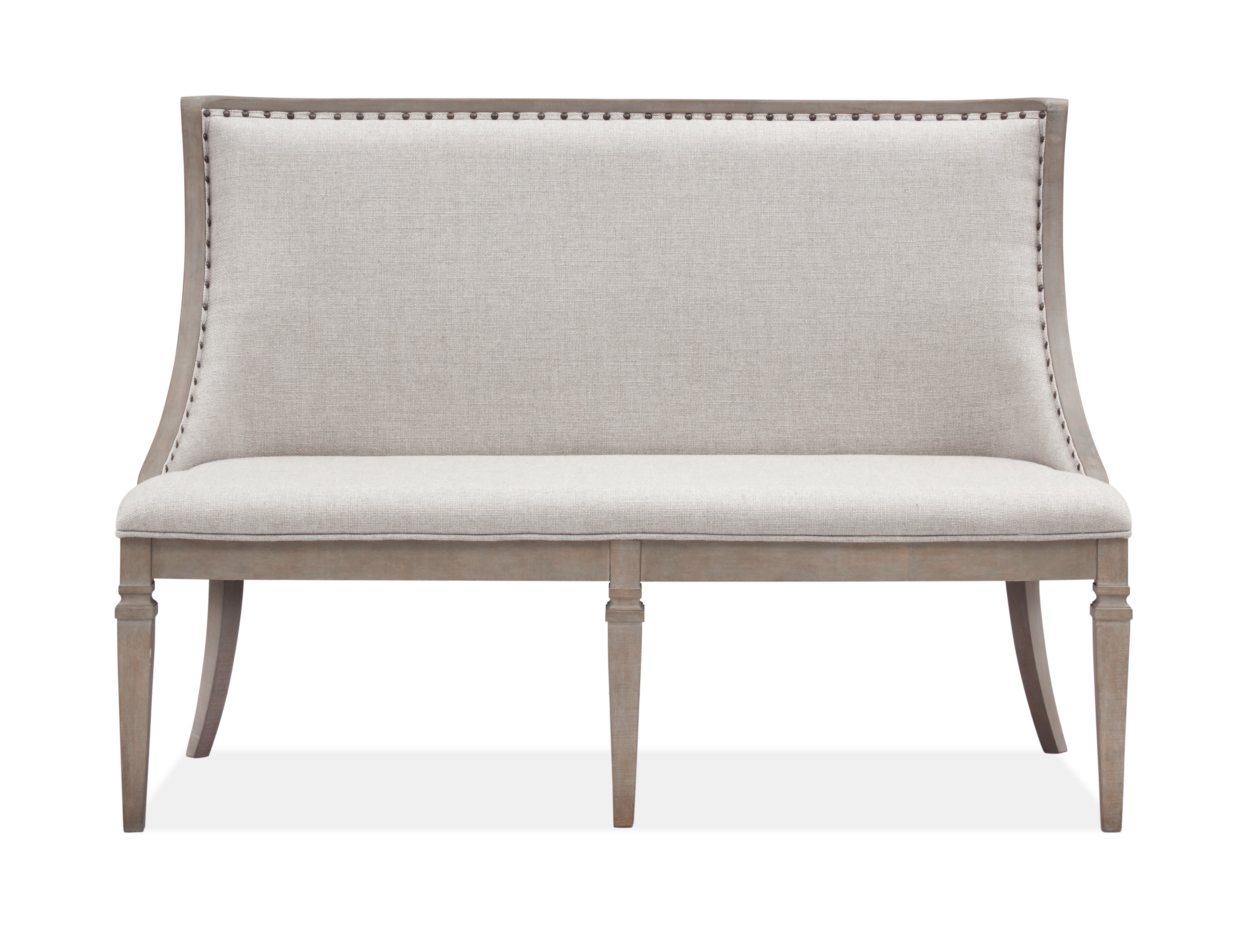 Lancaster Bench w/Upholstered Seat & Back in Dovetail Grey