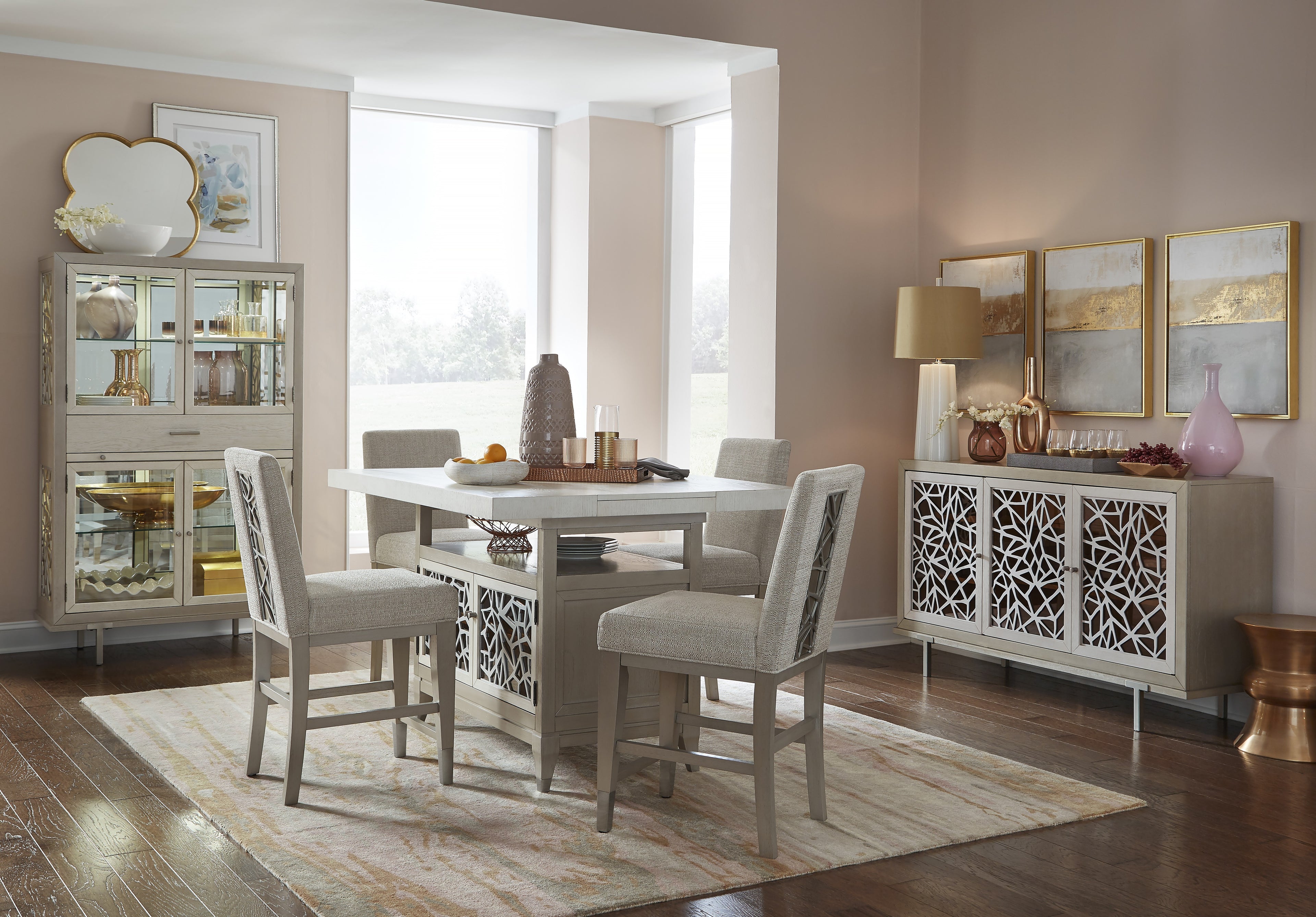 Lenox Display Cabinet in Warm Silver and Acadia White