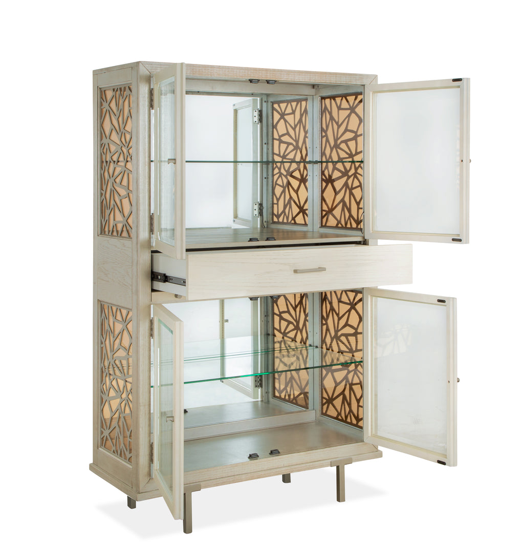 Lenox Display Cabinet in Warm Silver and Acadia White
