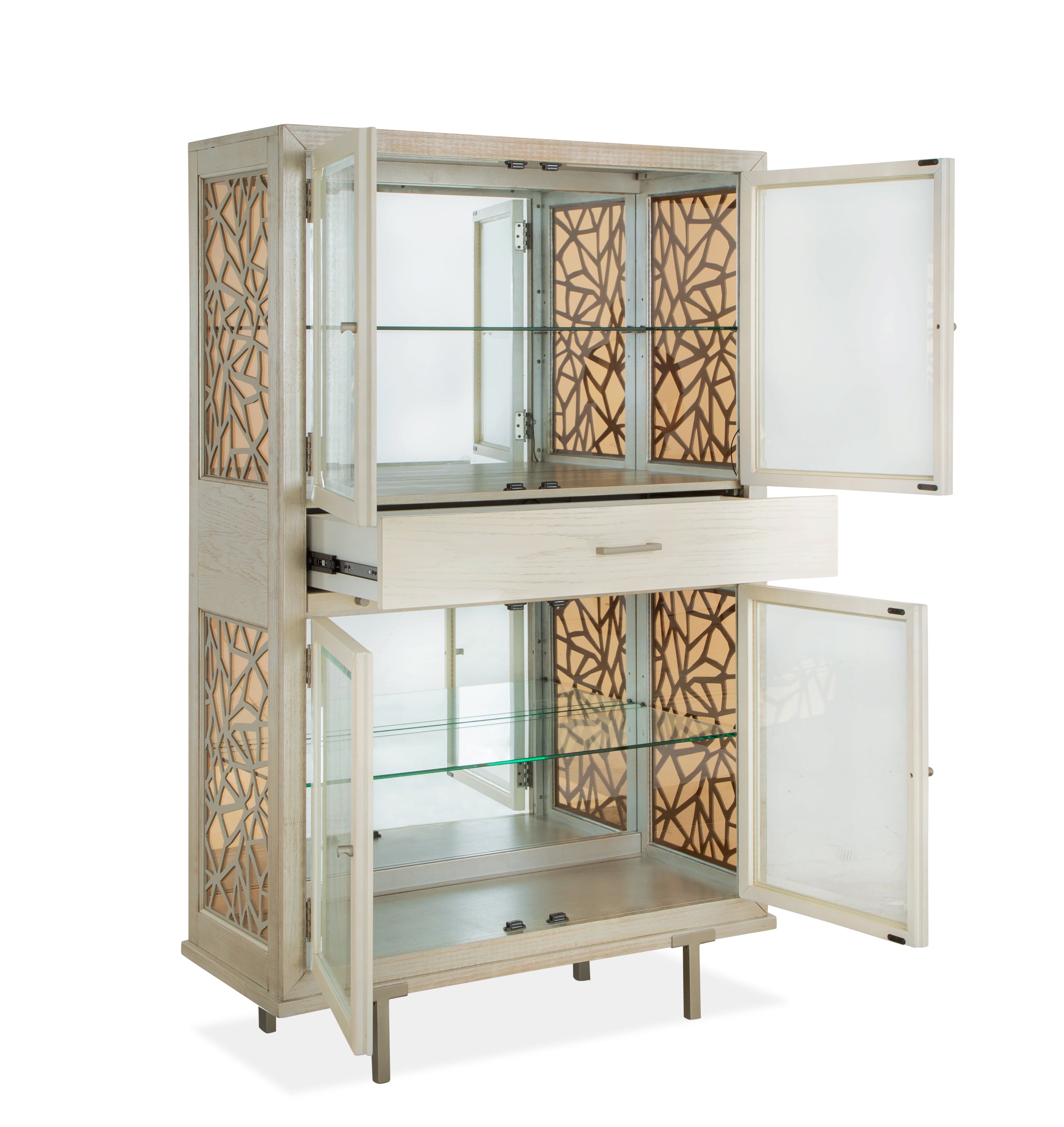 Lenox Display Cabinet in Warm Silver and Acadia White