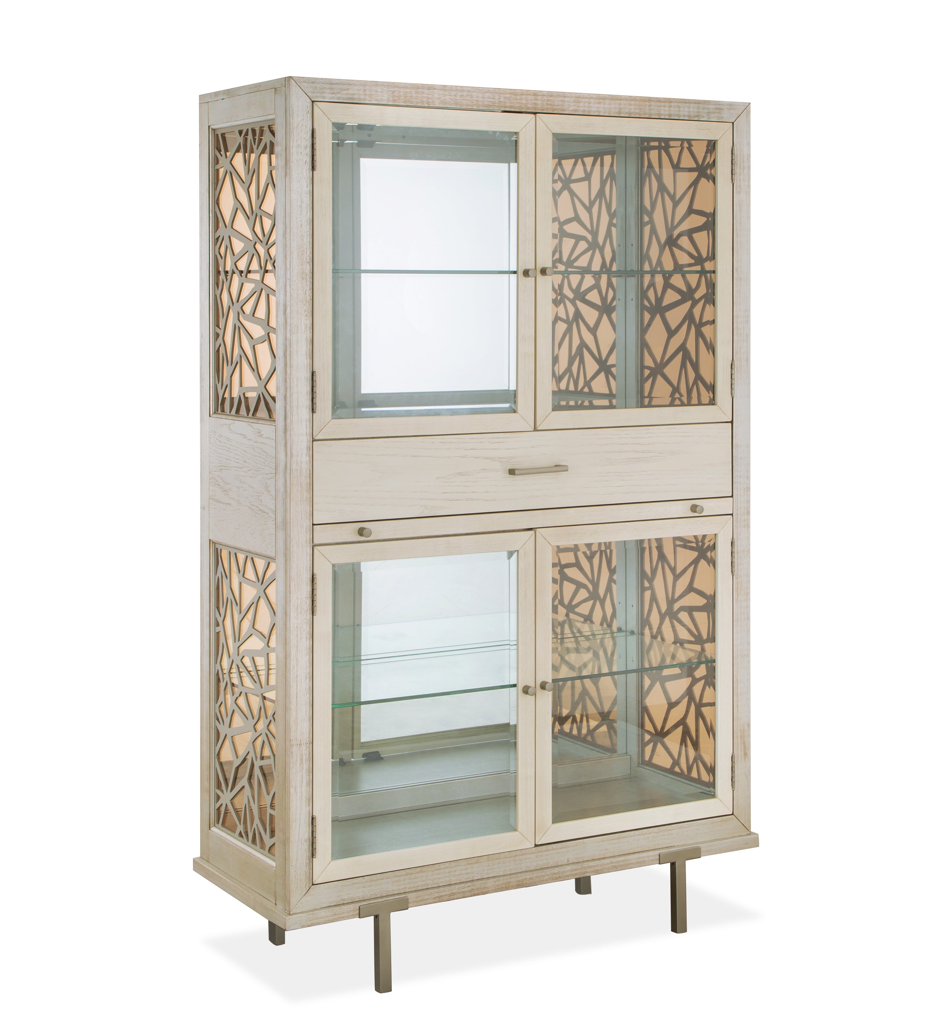 Lenox Display Cabinet in Warm Silver and Acadia White
