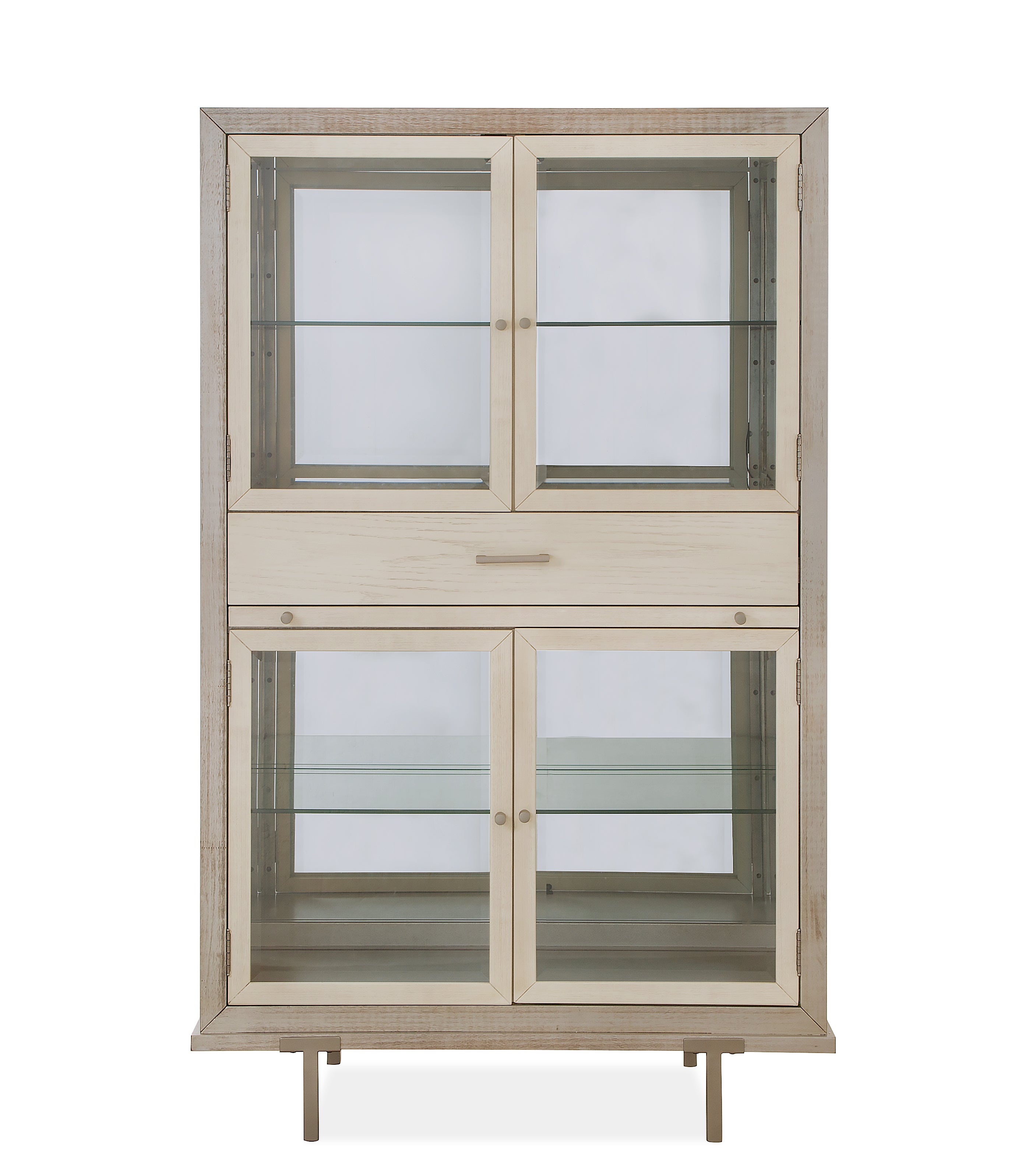 Lenox Display Cabinet in Warm Silver and Acadia White