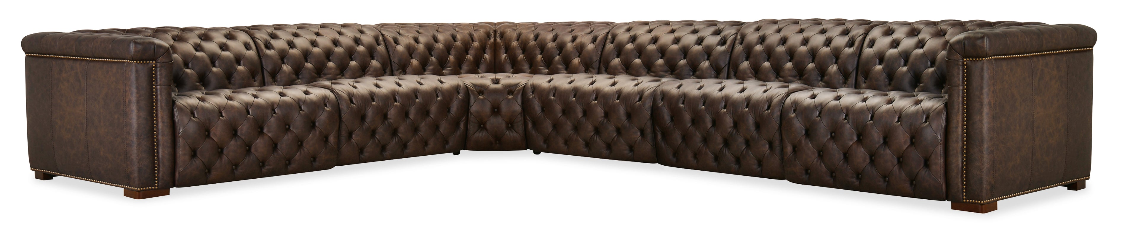 Hooker Furniture Savion Deux 6 Seat Sectional with Four Power Recliners and Seven Power Headrests