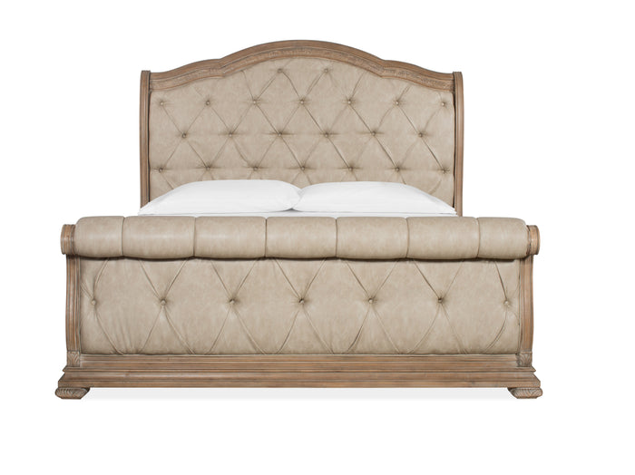 Marisol Sleigh Upholstered Bed in Fawn