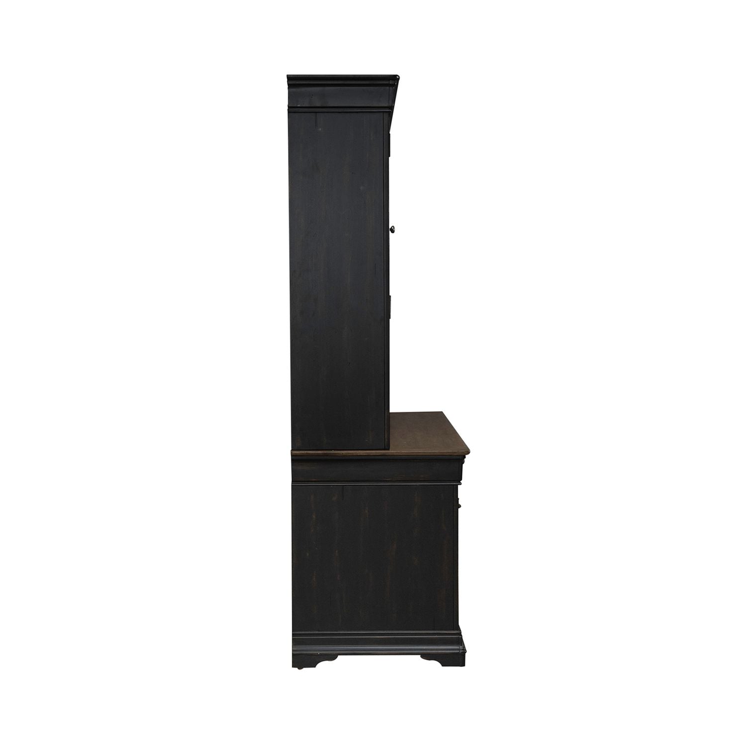 Liberty Furniture Meritage Credenza & Hutch in Aged Charcoal w/ Rub Thru & Caramel