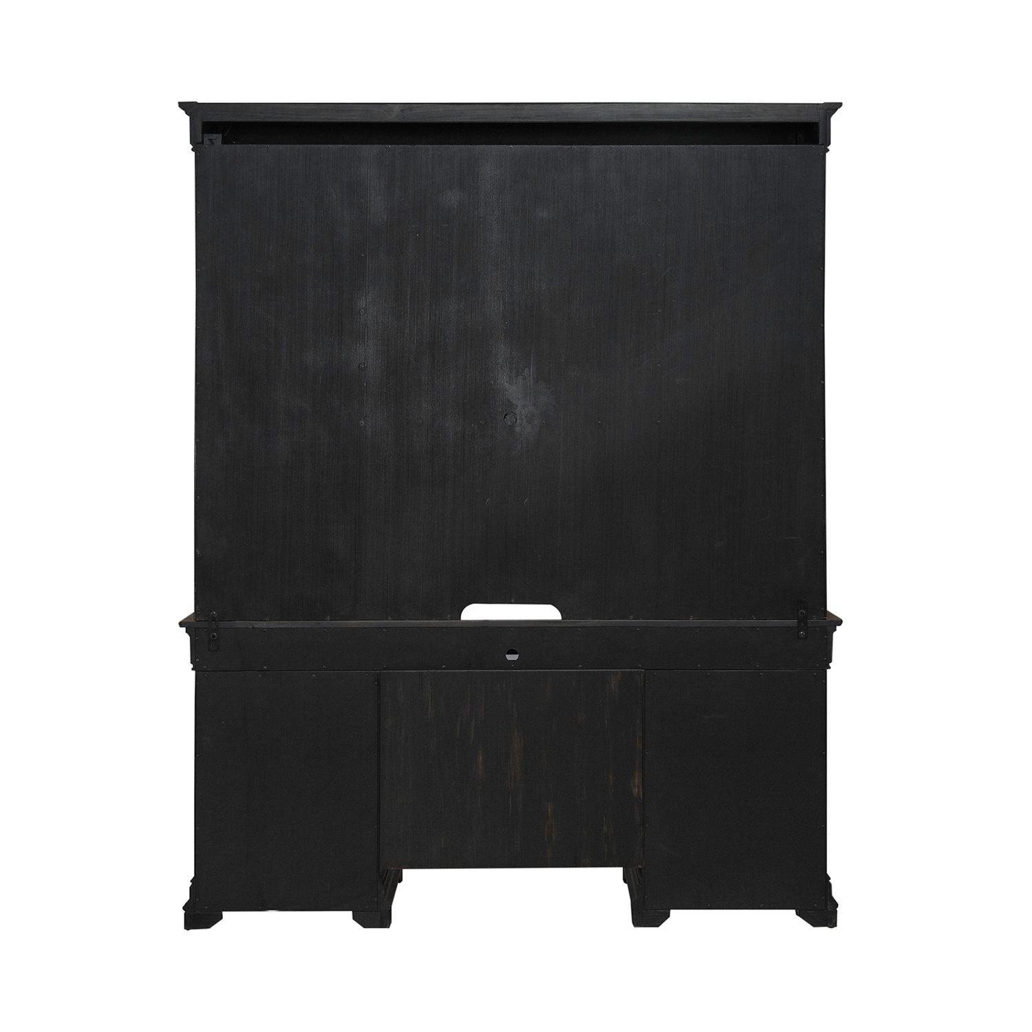 Liberty Furniture Meritage Credenza & Hutch in Aged Charcoal w/ Rub Thru & Caramel