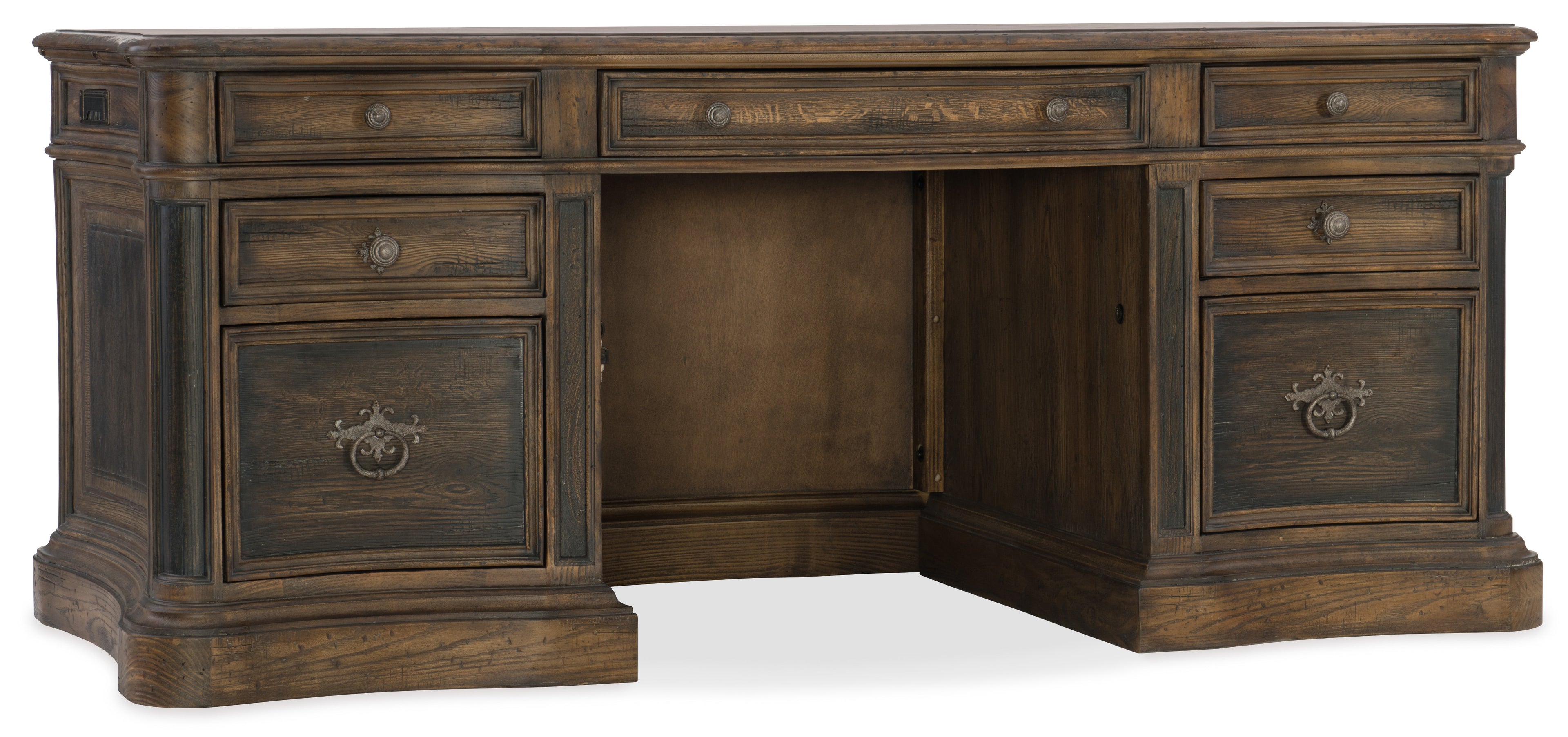 Hooker Furniture St. Hedwig Executive Desk in Dark Wood
