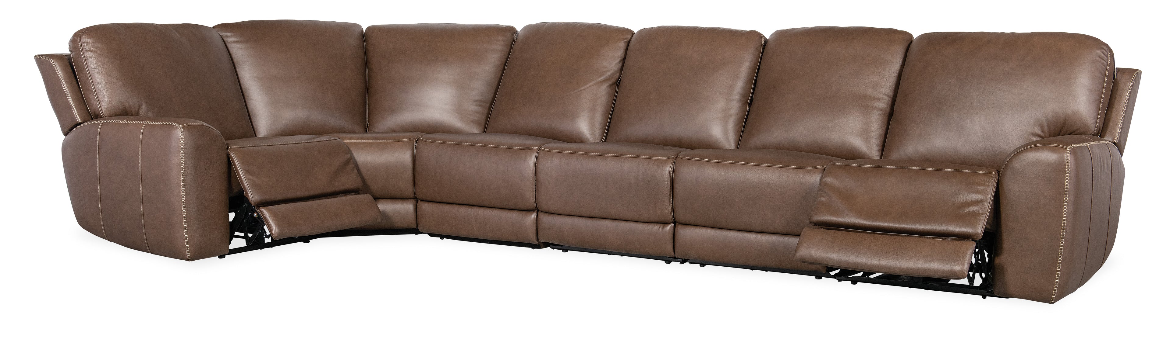 Hooker Furniture Torres 6 Pieces Sectional with Power Recline & Power Headrest in Brown
