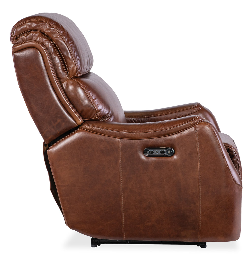 Hooker Furniture Harlan Zero Gravity Power Recliner with Power Headrest in Carrington Walnut
