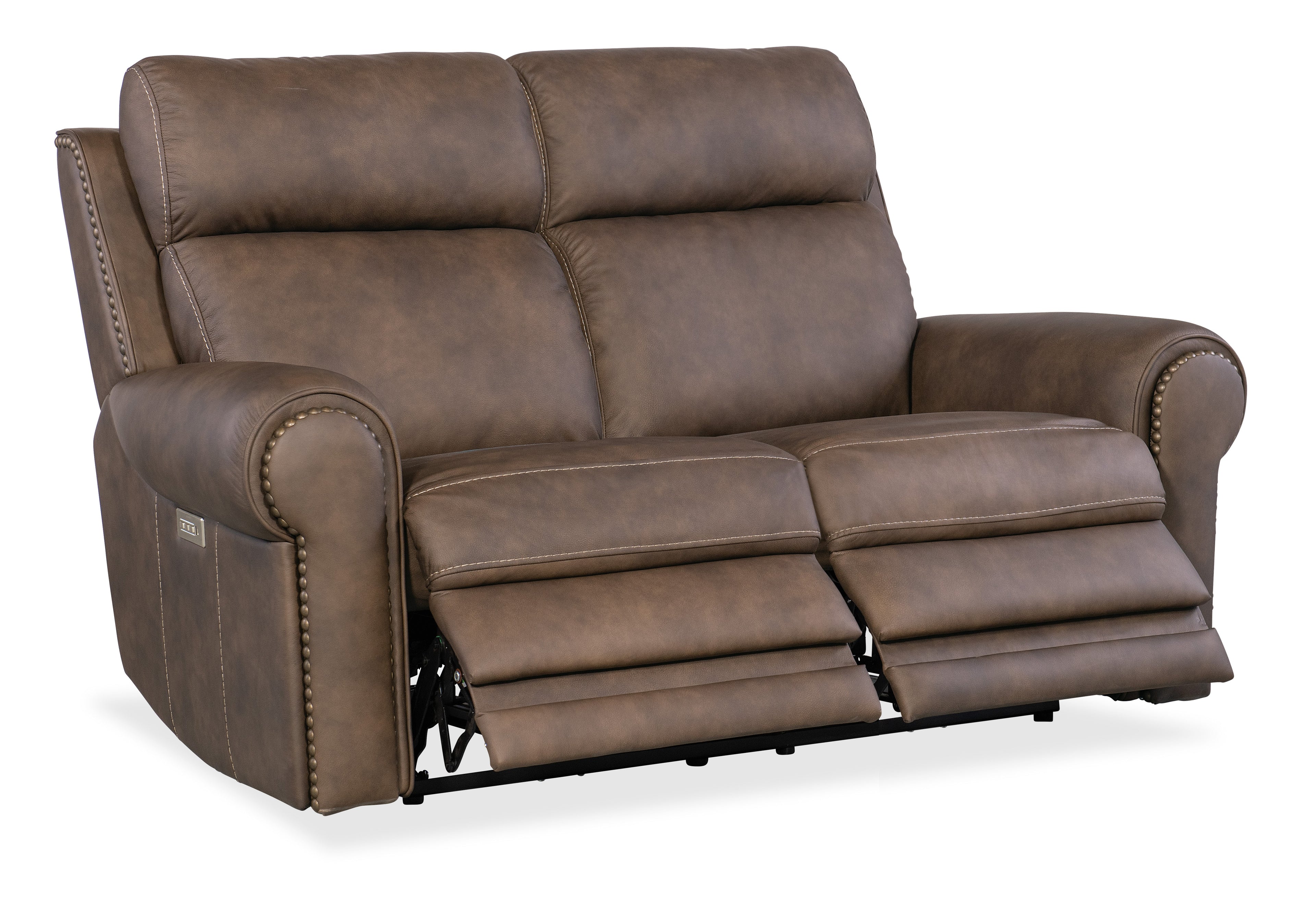 Hooker Furniture Duncan Power Loveseat with Power Headrest & Lumbar in Kalahari Bark
