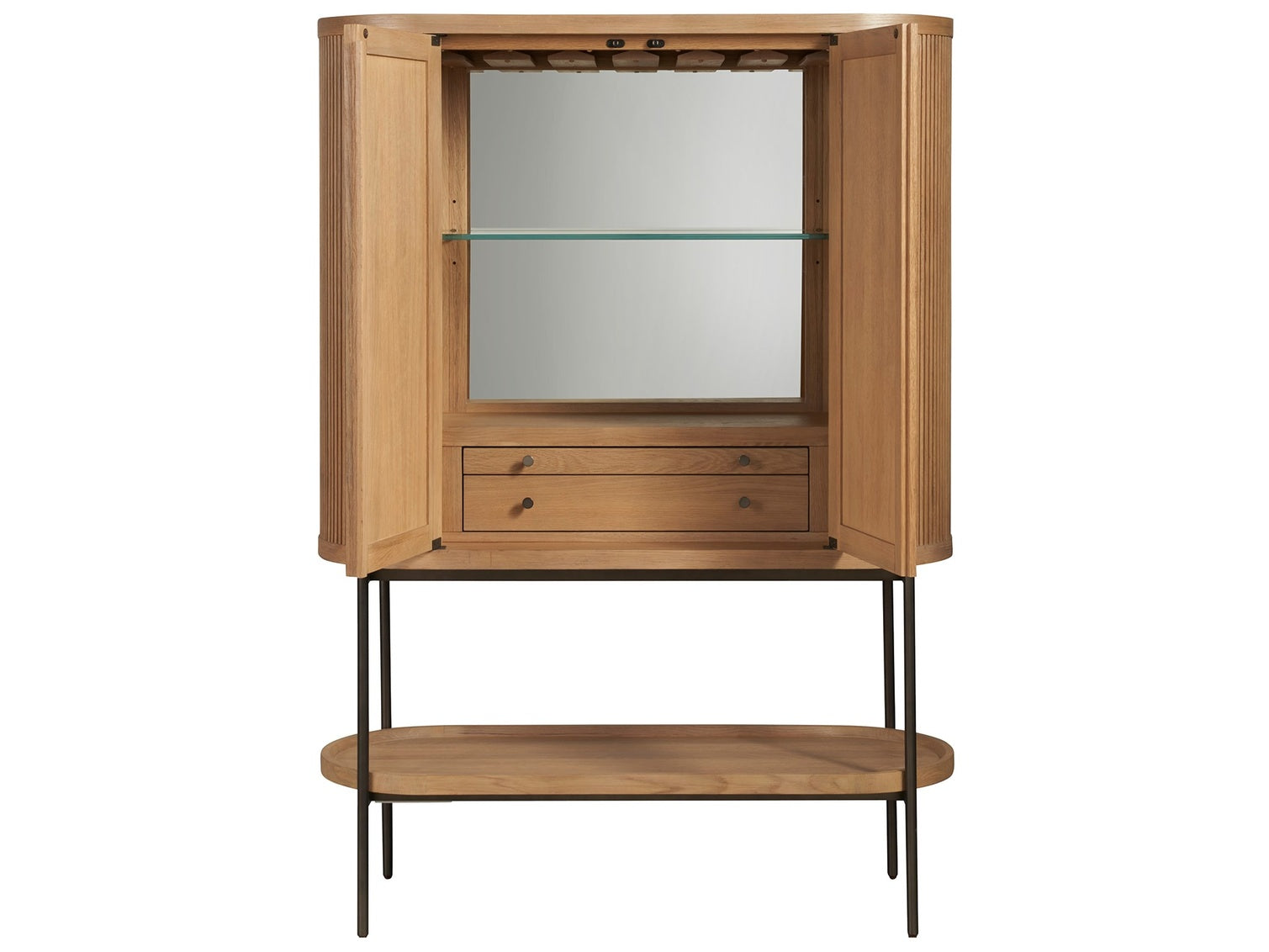 New Modern Linnea Bar Cabinet in Natural Oak
