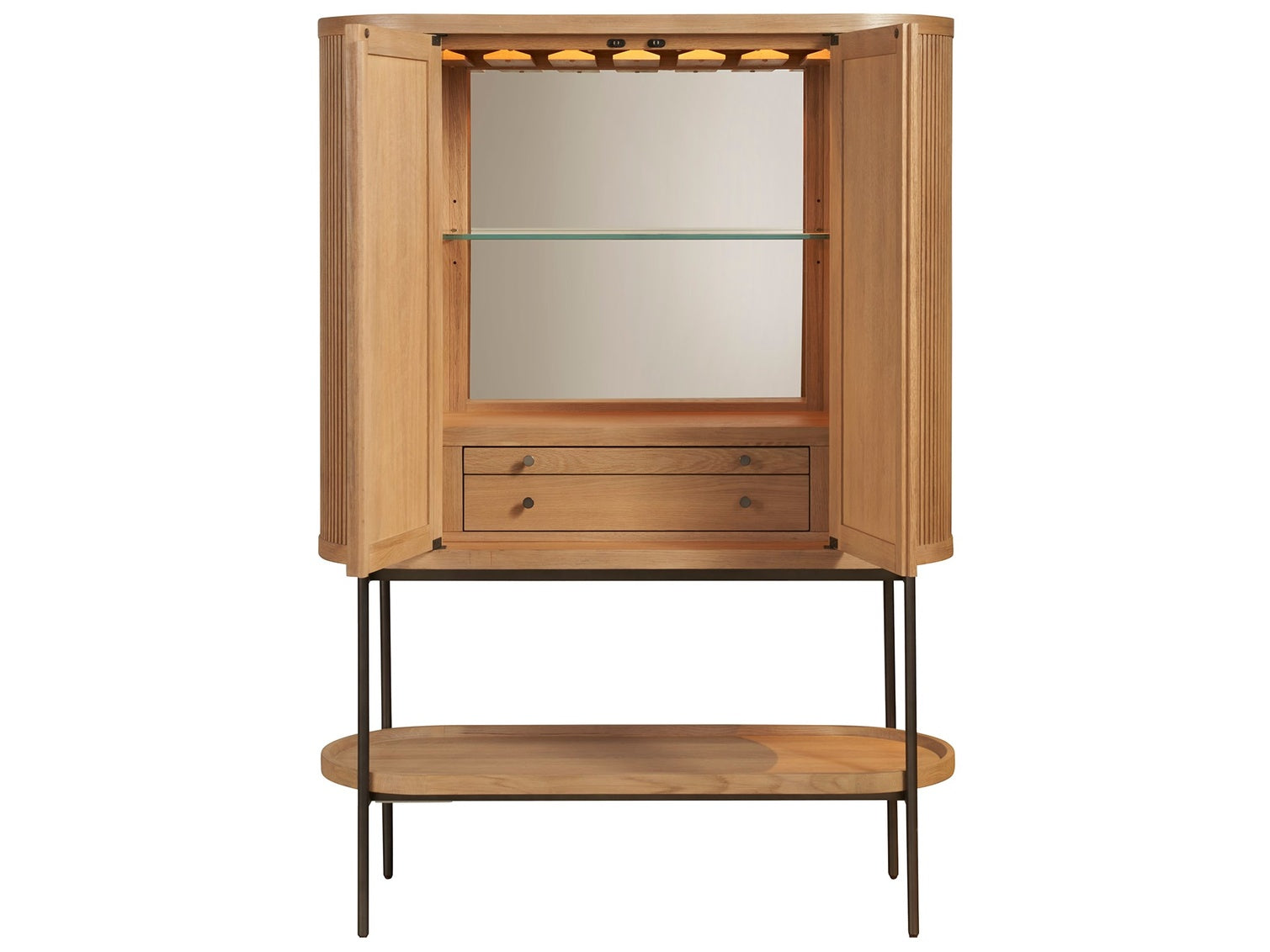 New Modern Linnea Bar Cabinet in Natural Oak