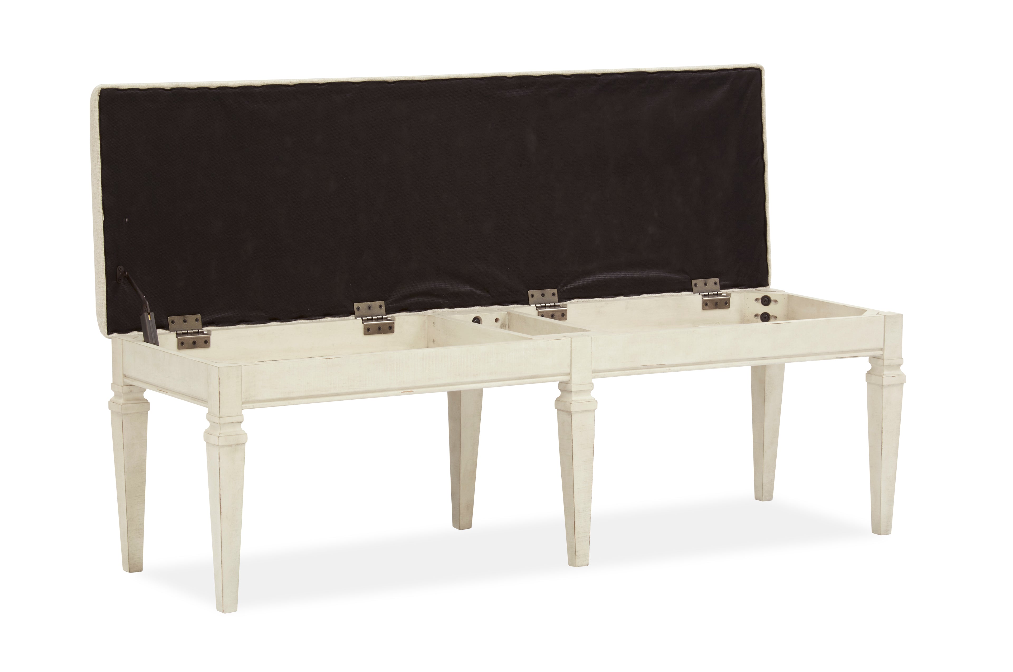 Newport Bench w/Upholstered Seat in Alabaster