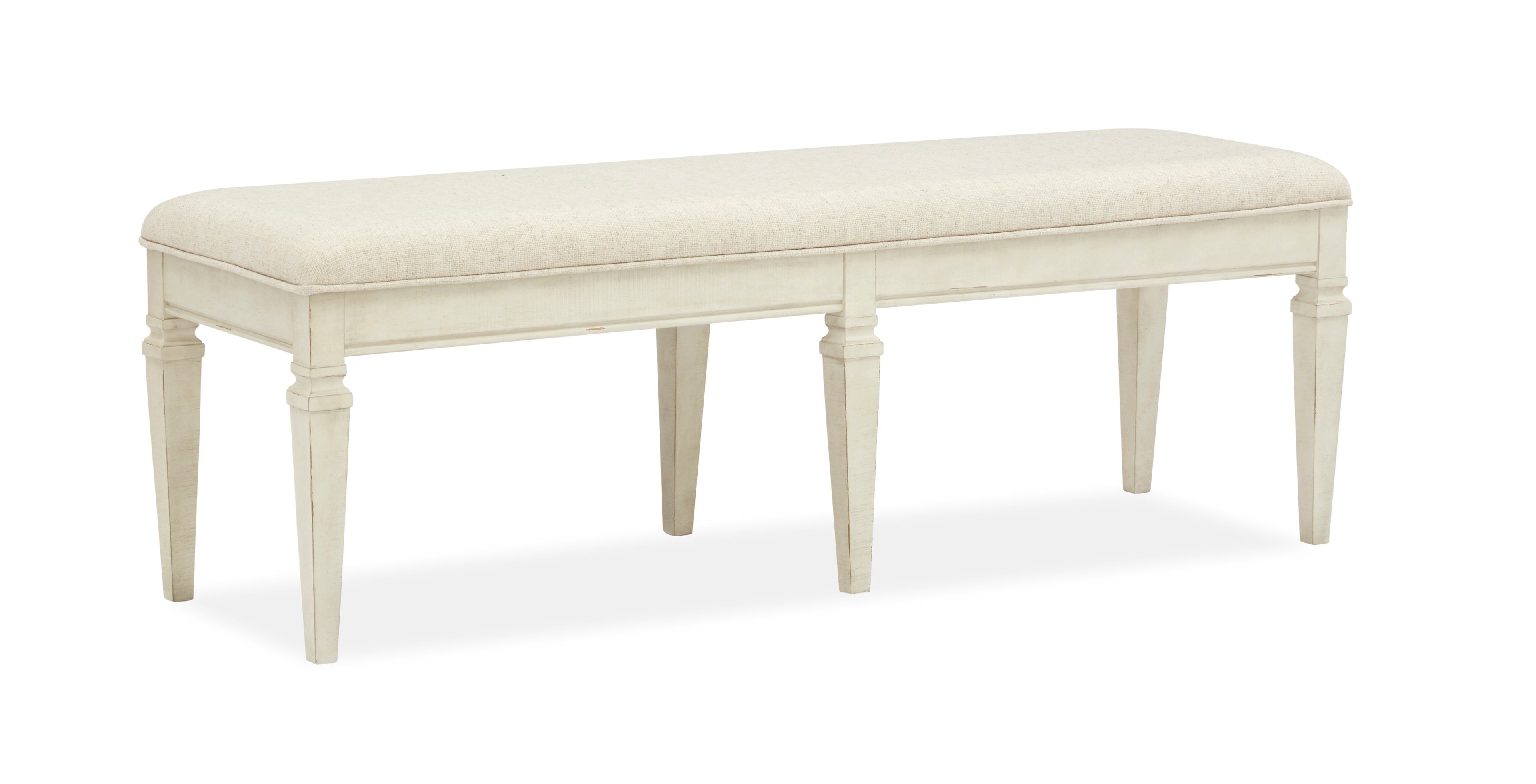 Newport Bench w/Upholstered Seat in Alabaster