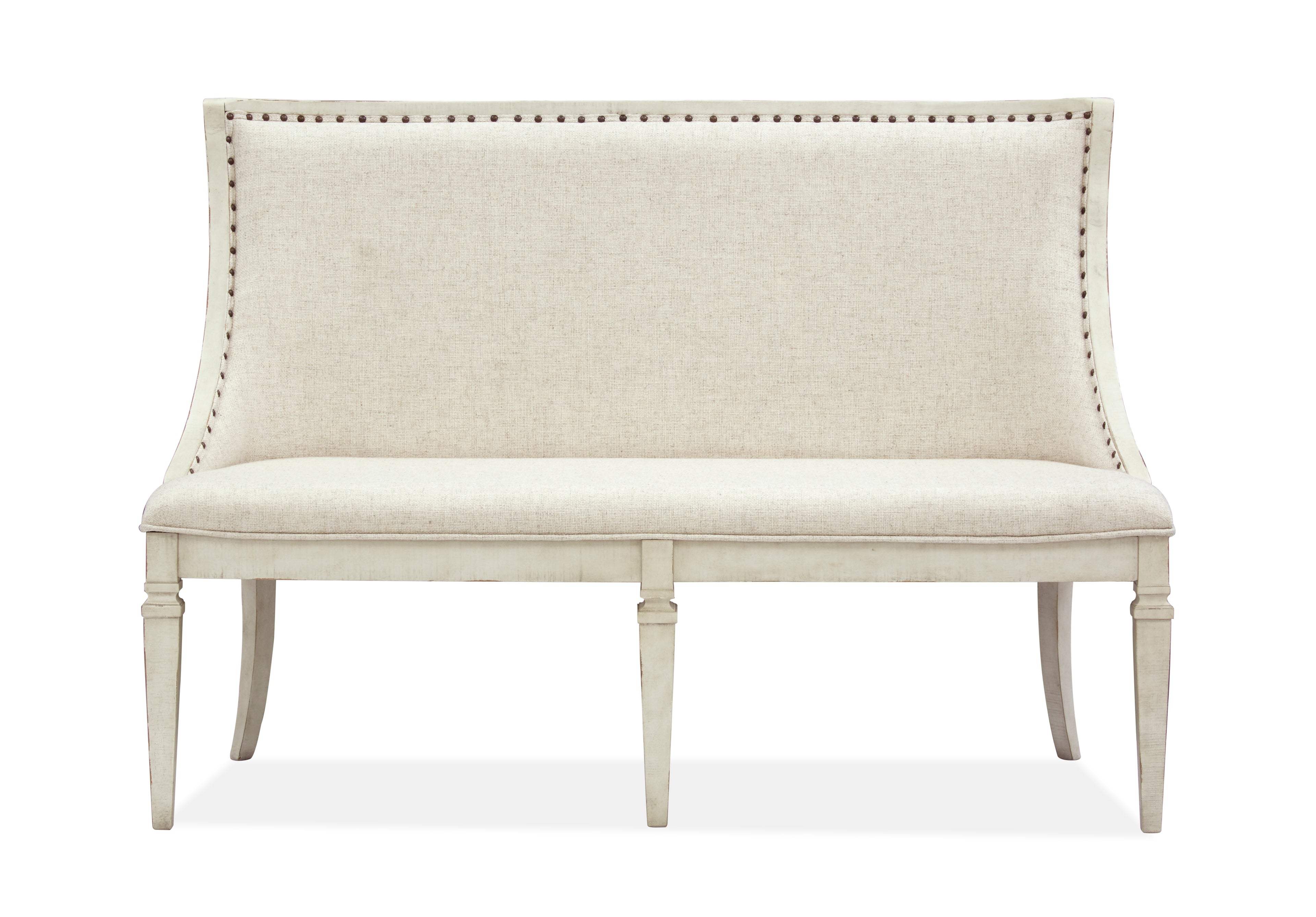 Newport Bench w/Upholstered Seat & Back in Alabaster