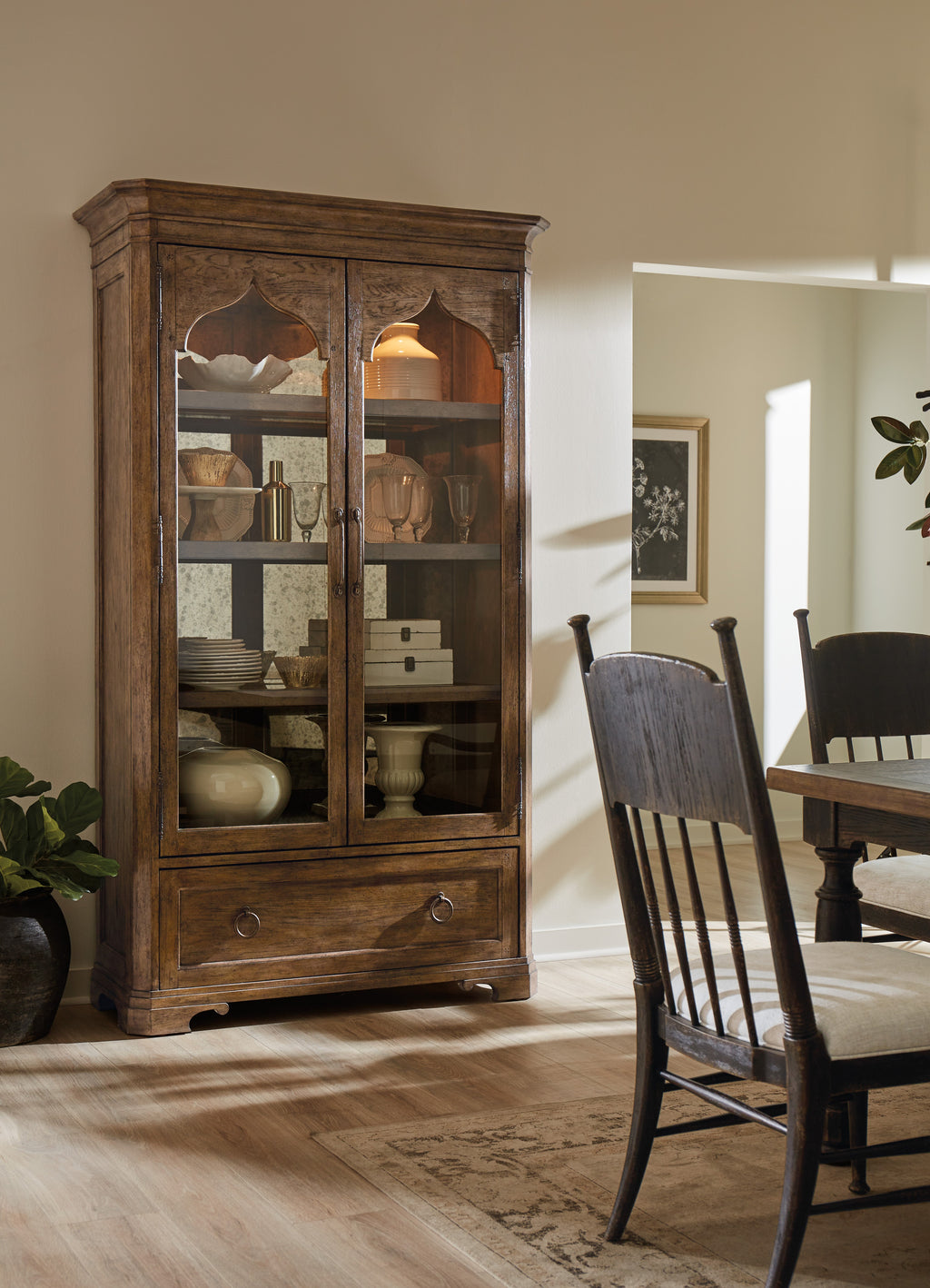 Hooker Furniture Americana Display Cabinet in Honey