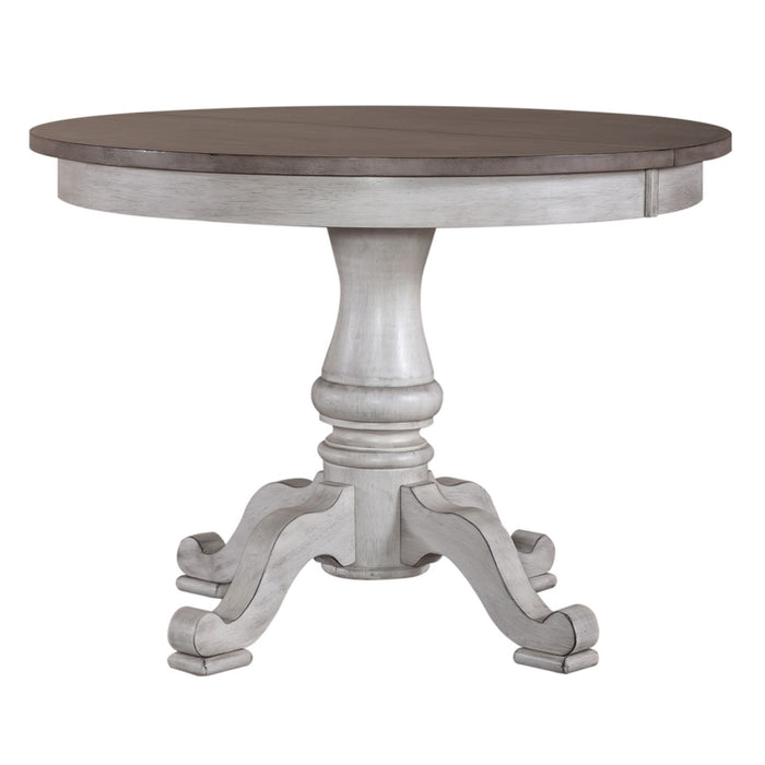 Liberty Furniture Ocean Isle Pedestal Table in Antique White w/ Weathered Pine