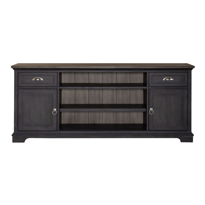 Liberty Furniture Ocean Isle 72 Inch Entertainment TV Stand in Slate w/ Weathered Pine