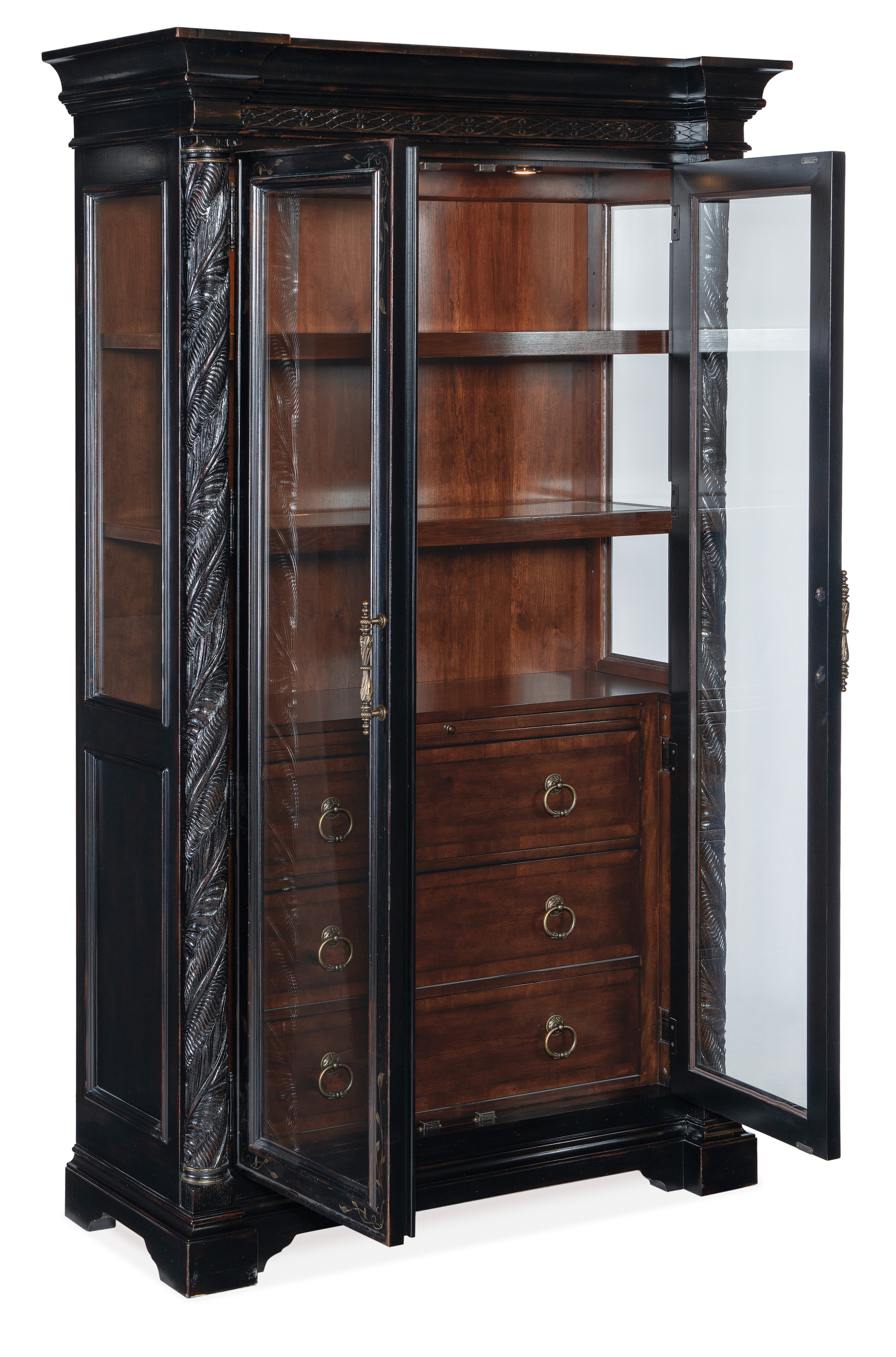 Hooker Furniture Charleston Display Cabinet in Black Cherry