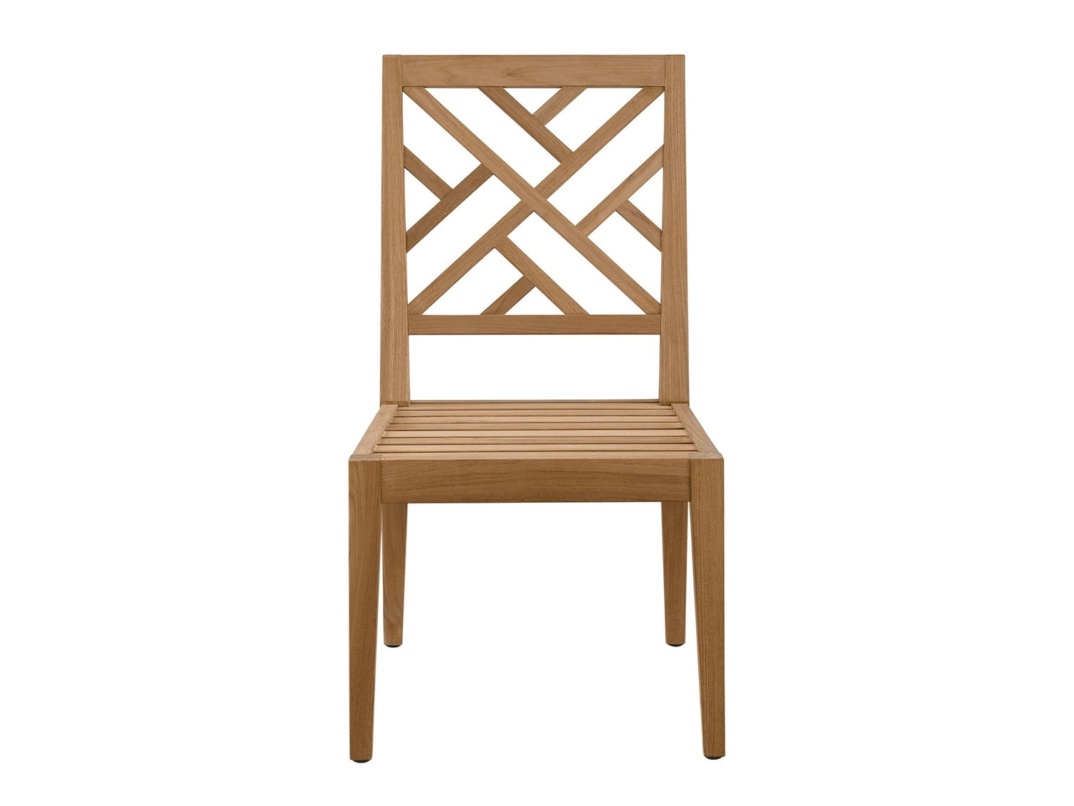 Coastal Living Outdoor Chesapeake Fret Back Side Chair in Natural Teak