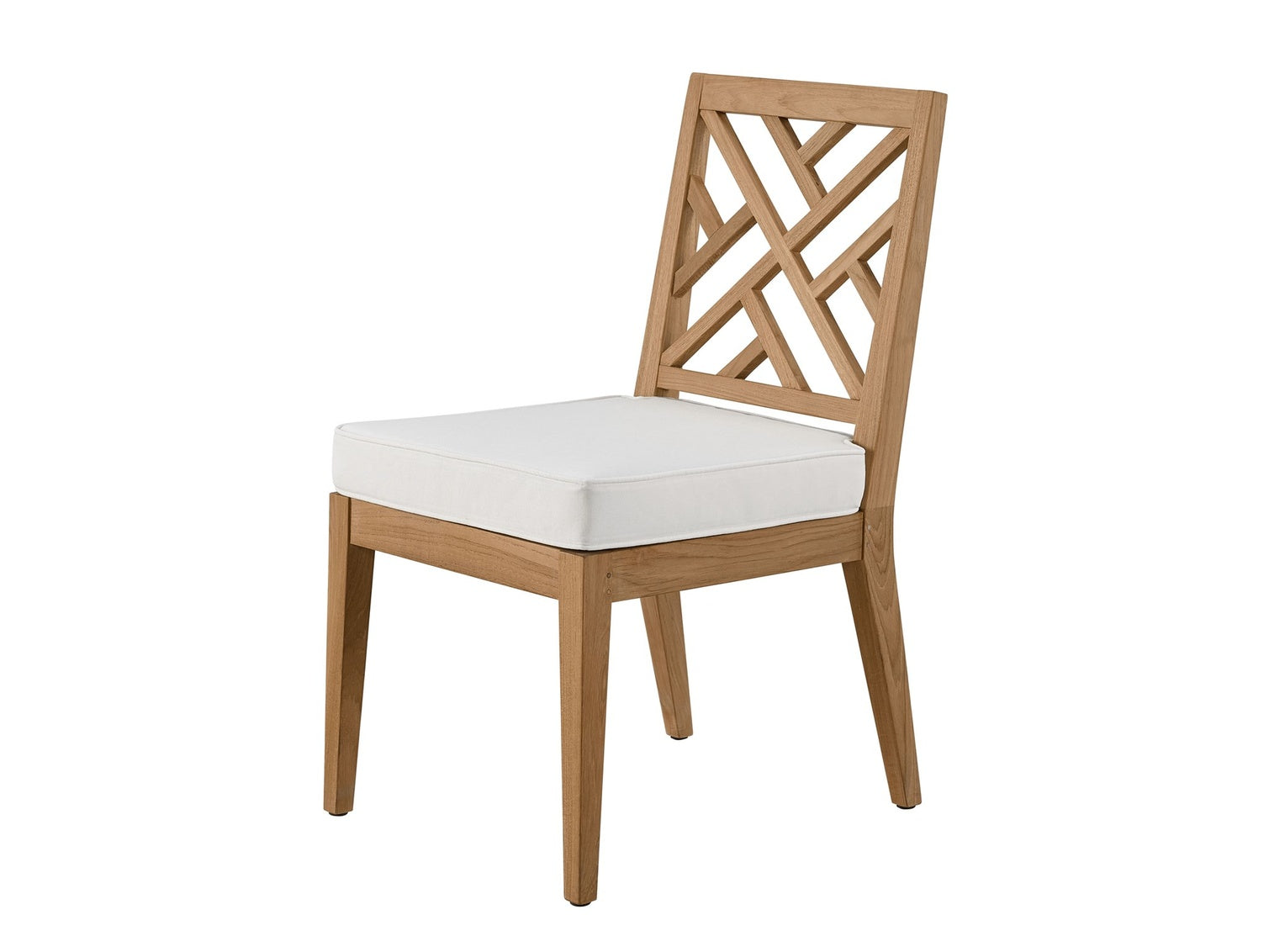 Coastal Living Outdoor Chesapeake Fret Back Side Chair in Natural Teak