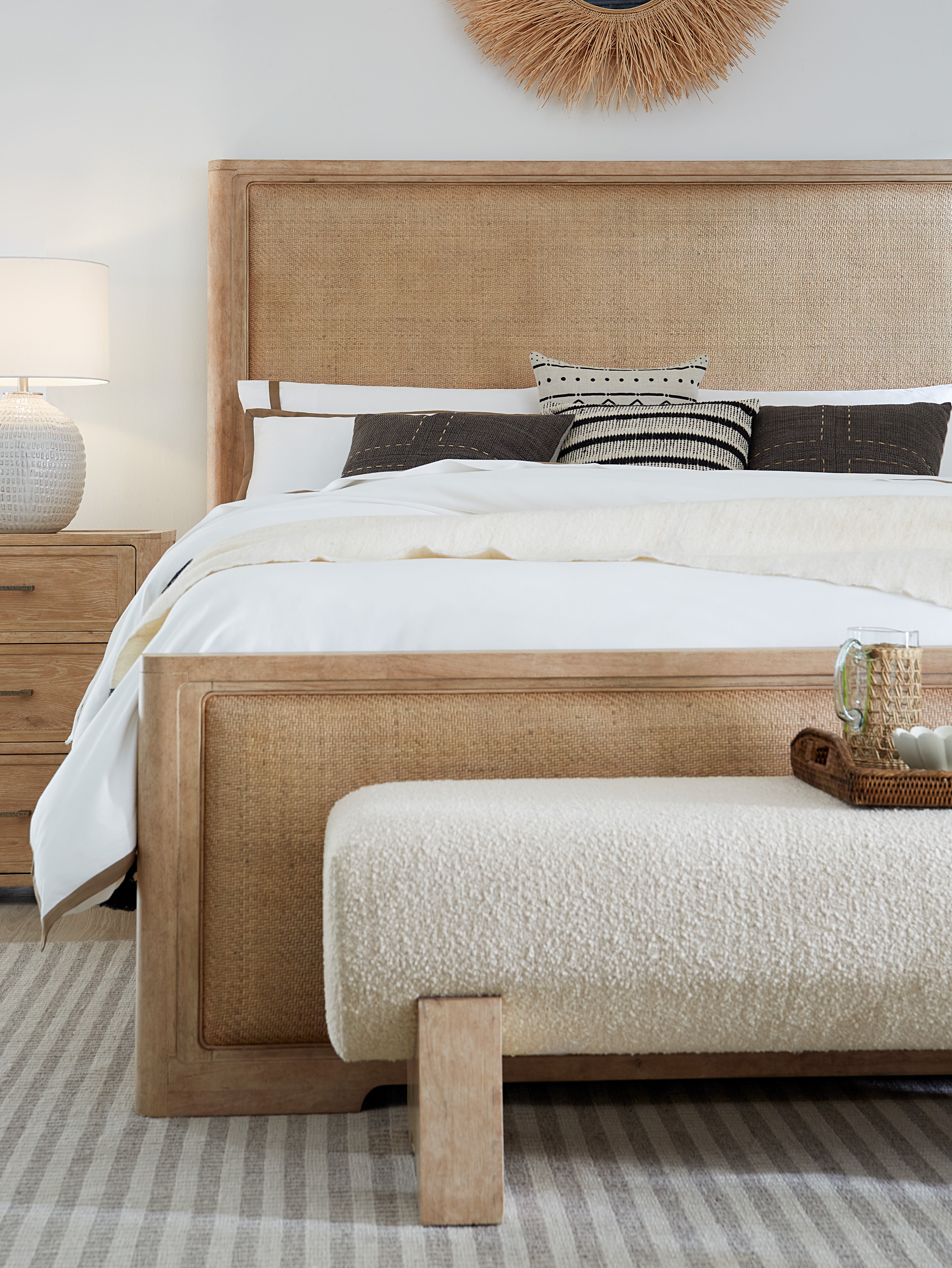 Hooker Furniture Retreat Cane Panel Bed in Dune