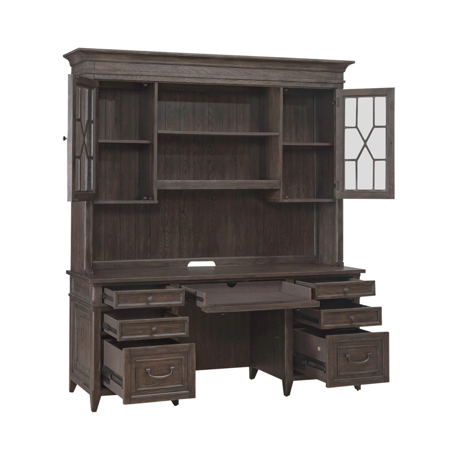 Liberty Furniture Paradise Valley Credenza & Hutch in Saddle Brown