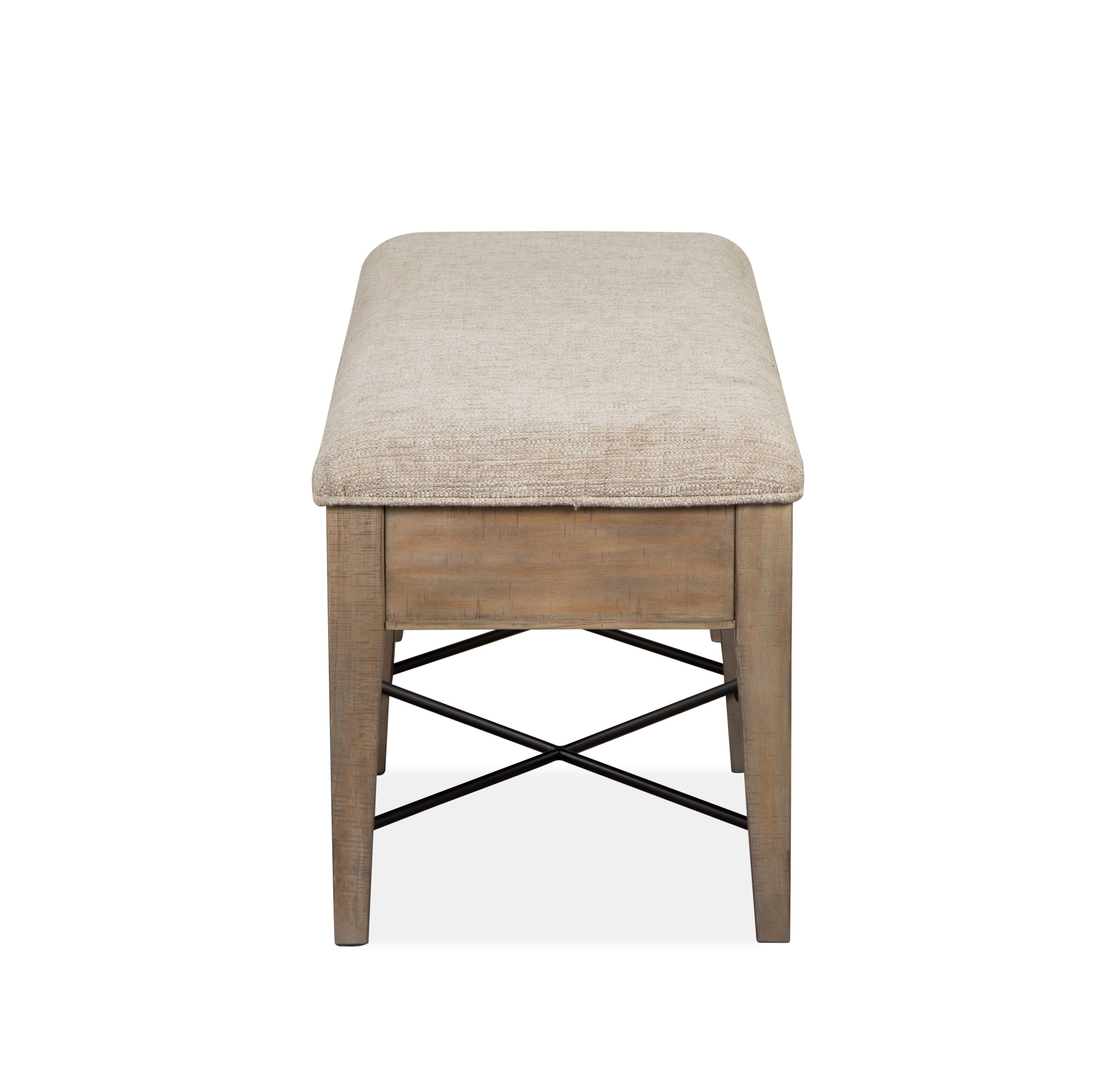 Paxton Place Bench w/Upholstered Seat in Dovetail Grey