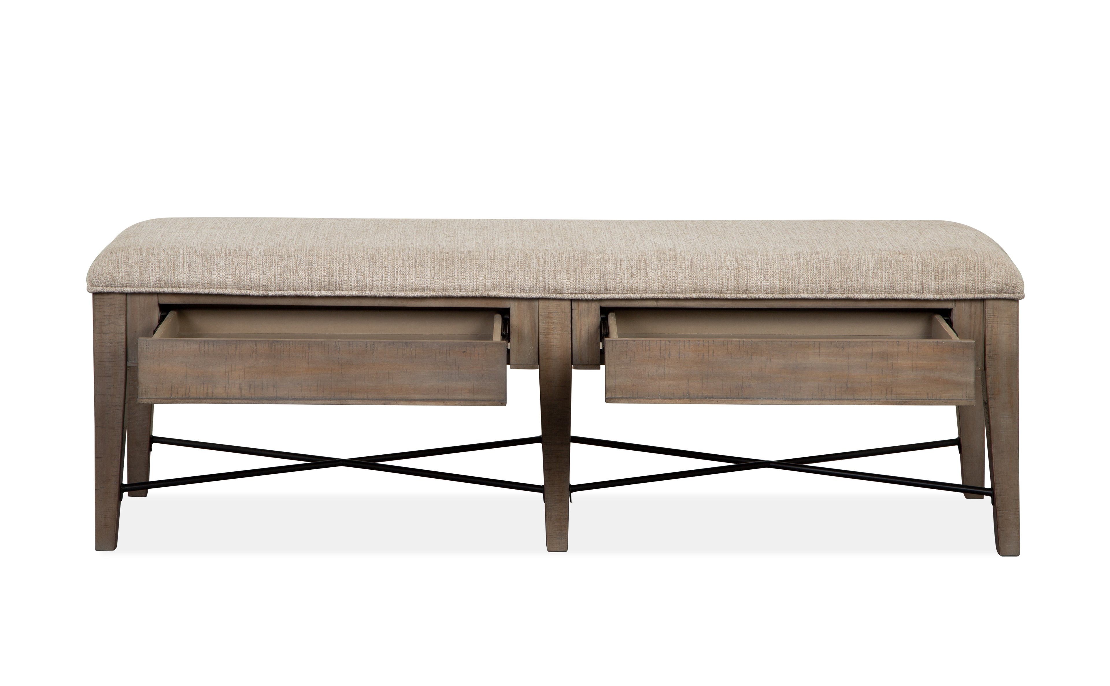 Paxton Place Bench w/Upholstered Seat in Dovetail Grey