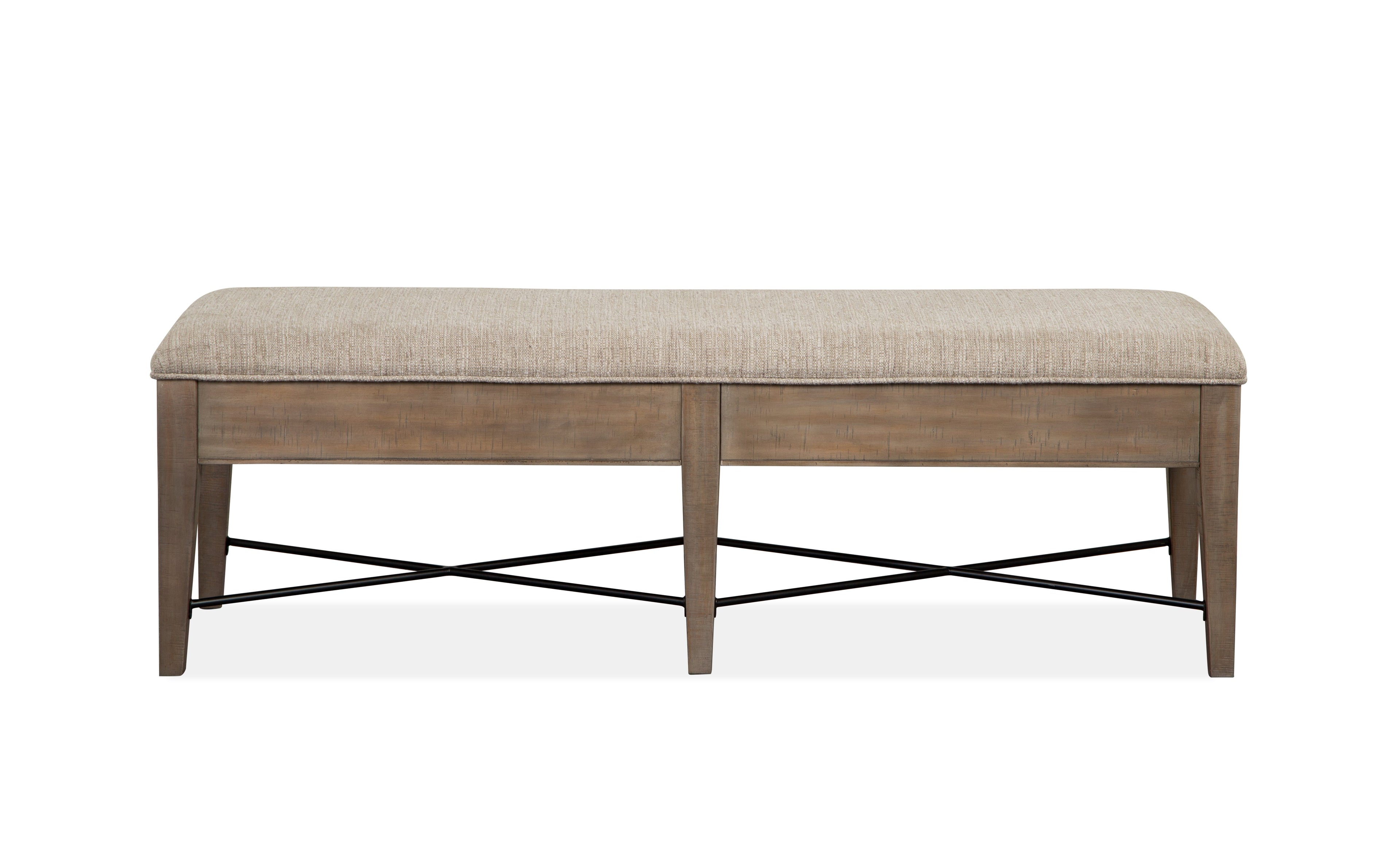 Paxton Place Bench w/Upholstered Seat in Dovetail Grey
