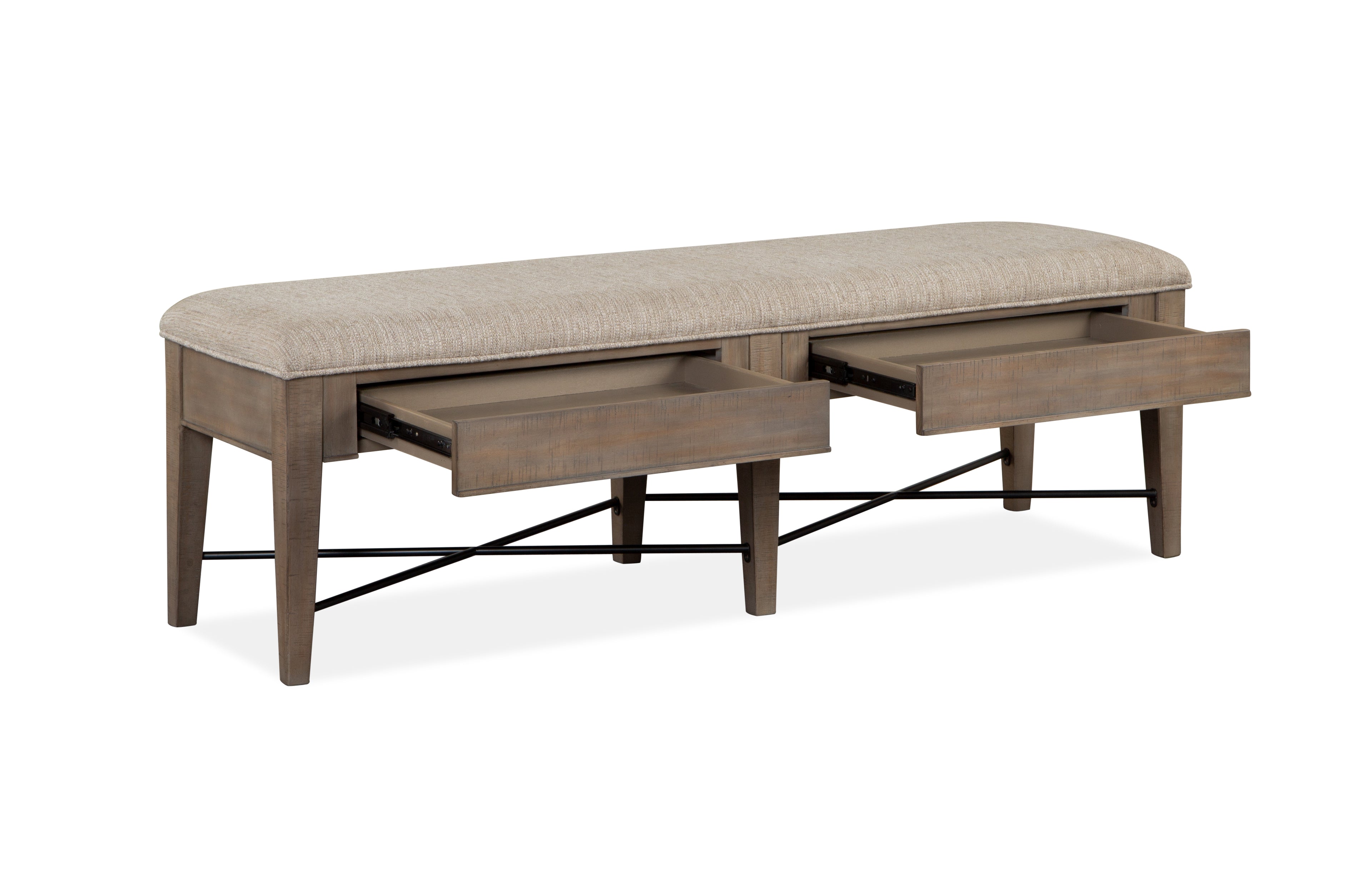 Paxton Place Bench w/Upholstered Seat in Dovetail Grey