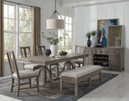 Paxton Place Bench w/Upholstered Seat in Dovetail Grey