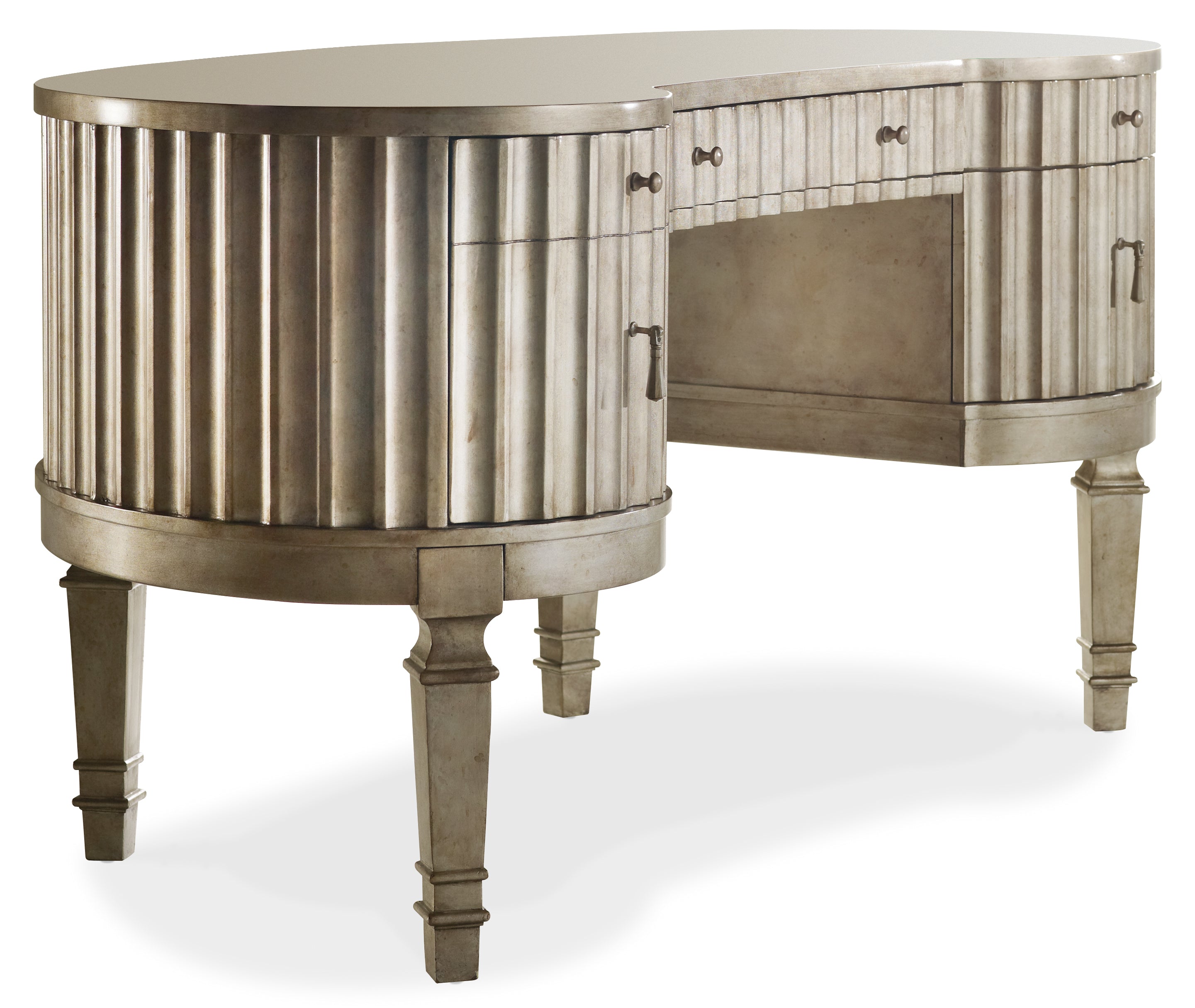 Hooker Furniture Melange Fluted Kidney Desk in Silvers
