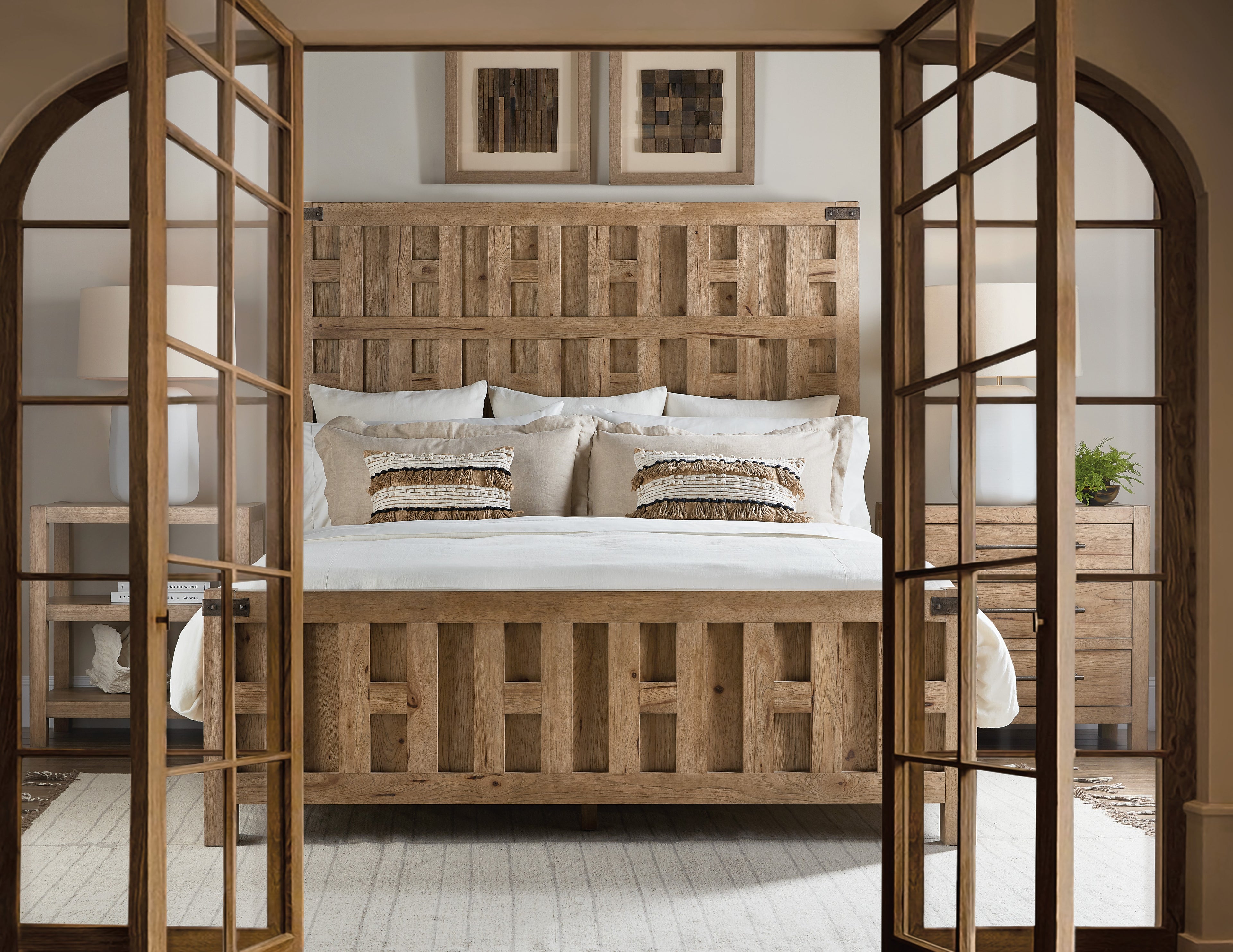 Hooker Furniture Vineyard Row Panel Bed in Light Wood