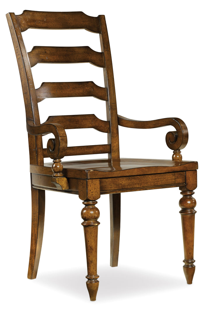 Hooker Furniture Tynecastle Ladderback Arm Chair in Chestnut