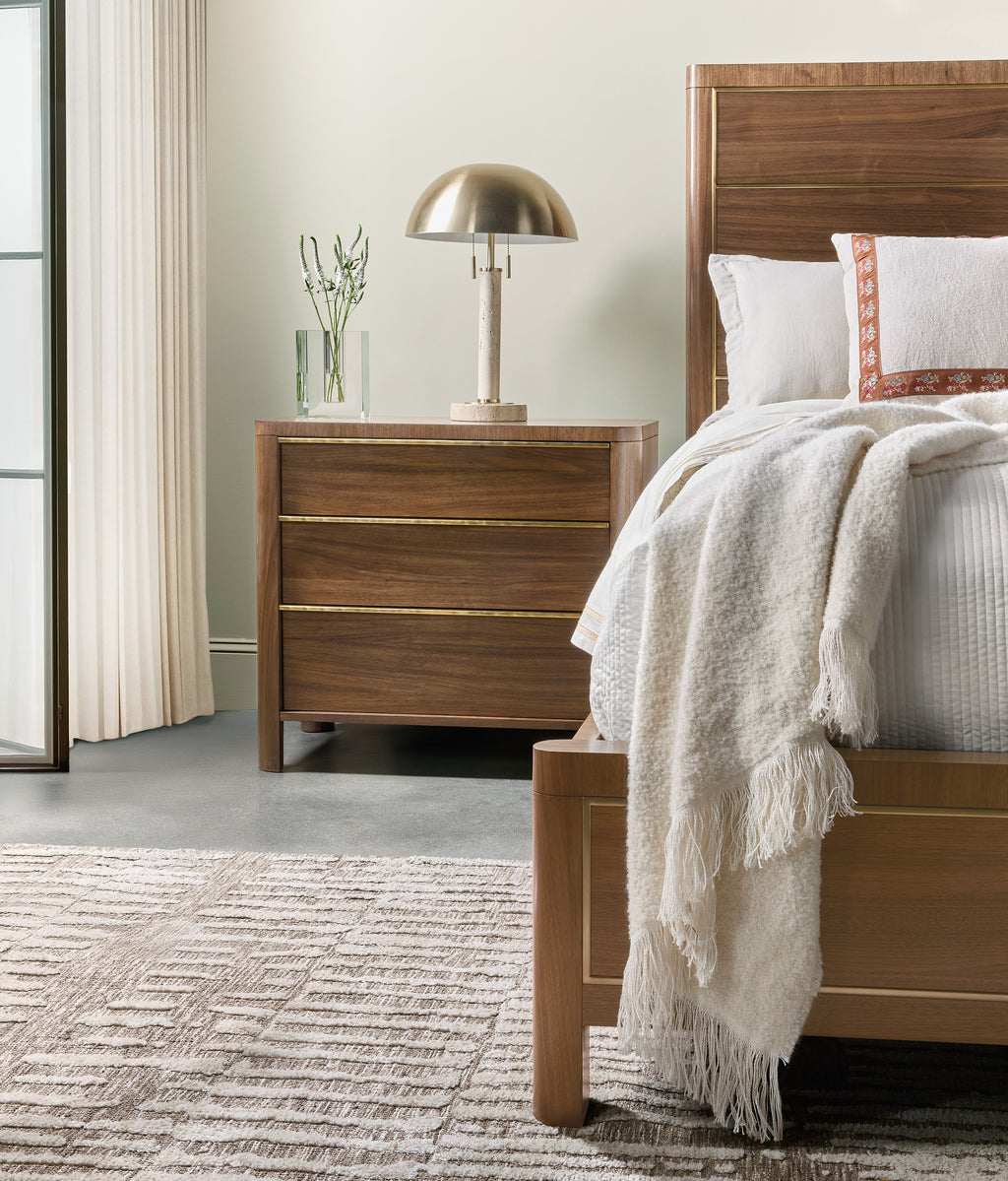 Hooker Furniture Eleana Three Drawer Nightstand in Light Caramel/Sunlit Bronze