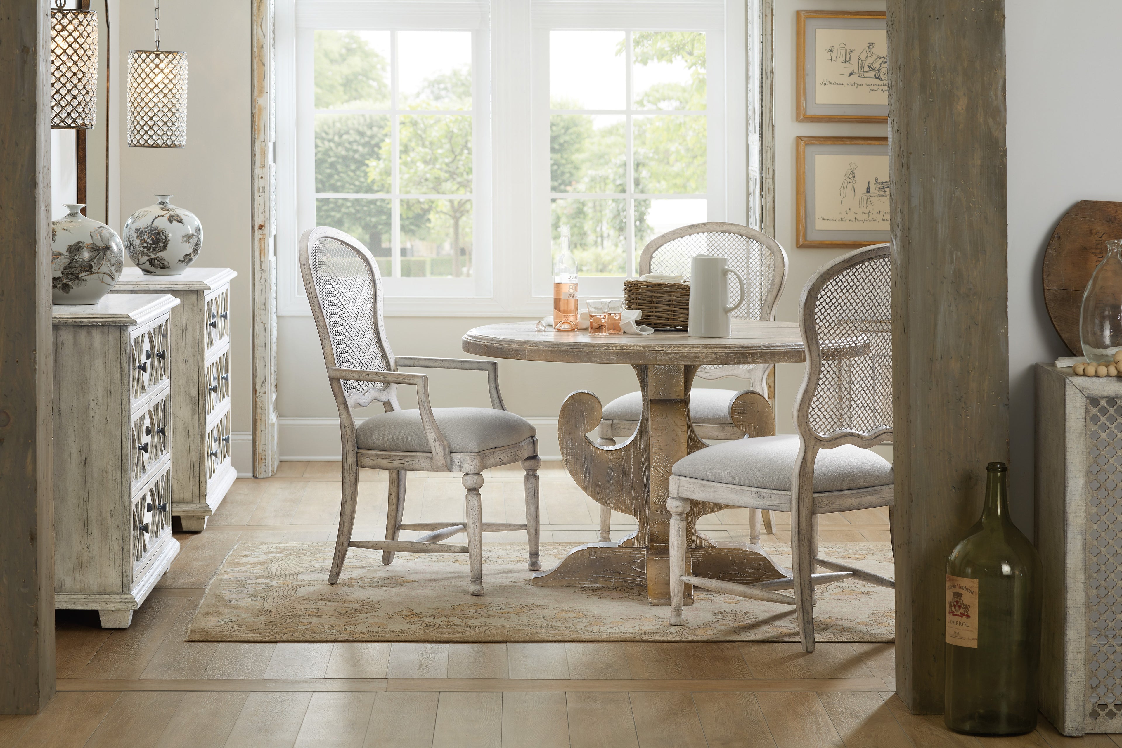Hooker Furniture Boheme Gaston Metal Back Side Chair in Mercantile White