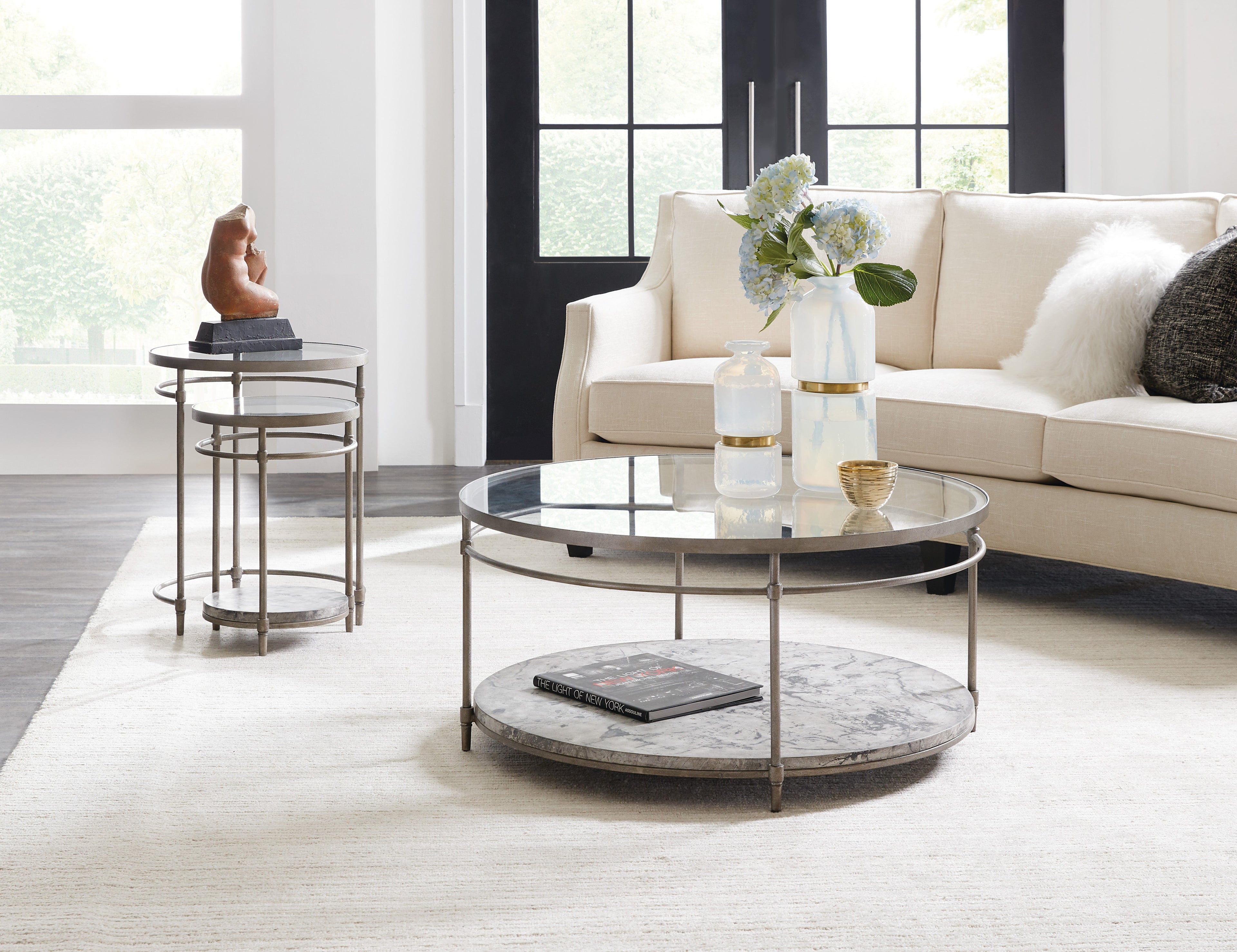 Hooker Furniture Round Cocktail Table in Silvers