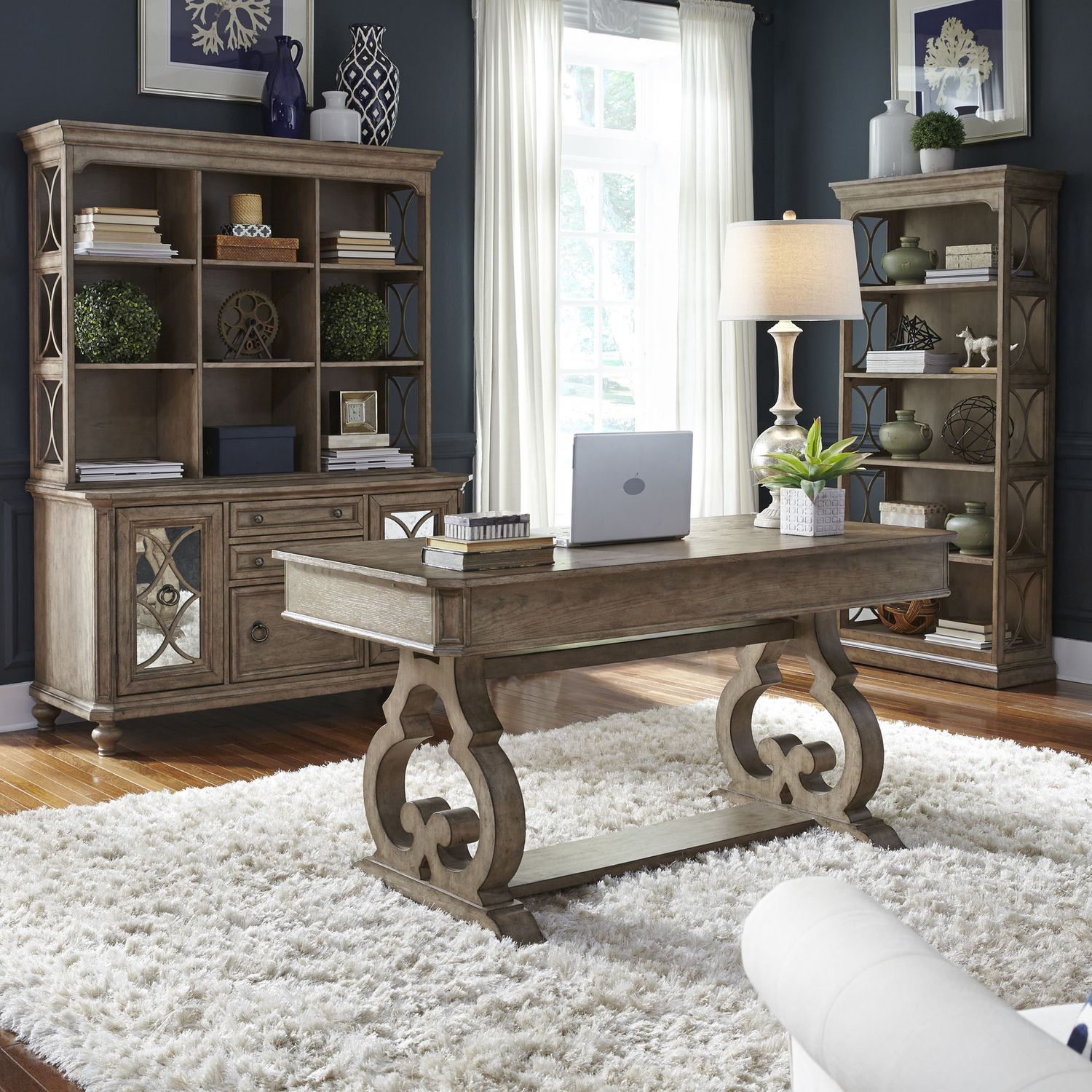 Liberty Furniture Simply Elegant Credenza & Hutch in Heathered Taupe