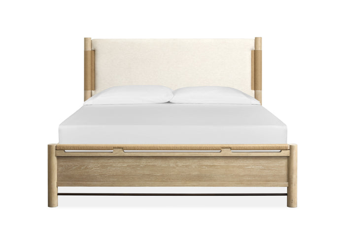 Magnussen Sunset Cove Panel Bed w/Uph.Headboard in Sanibel Brown