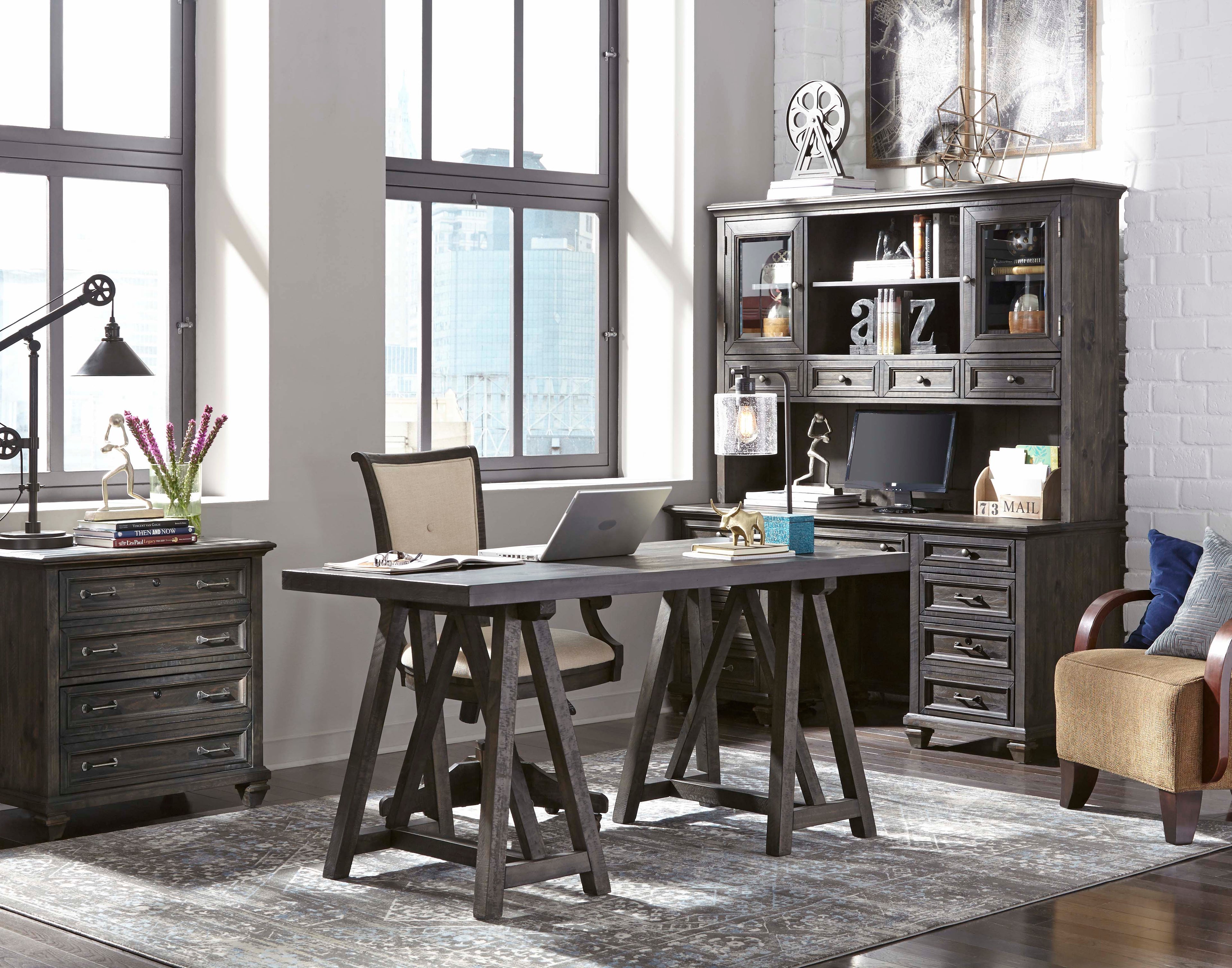 Sutton Place Credenza with Hutch in Weathered charcoal